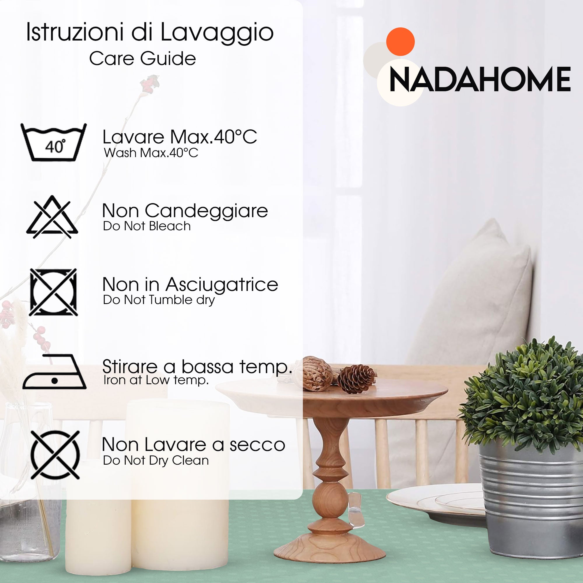 Tovaglia da Tavola 24 Posti tinta unita in Cotone Damina 3059