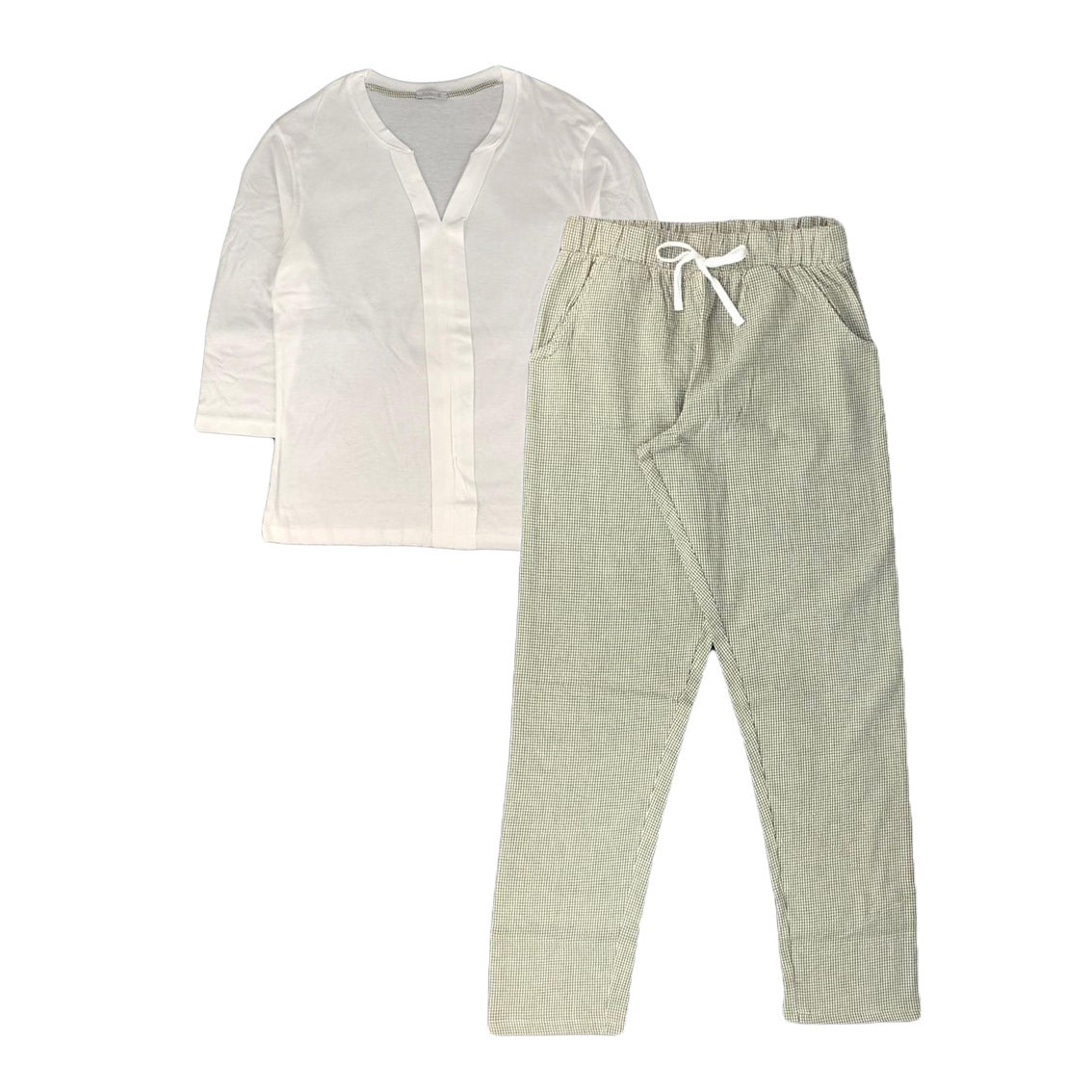 Pigiama donna Jadea estivo in cotone fantasia quadretti in taglie S M L 0847
