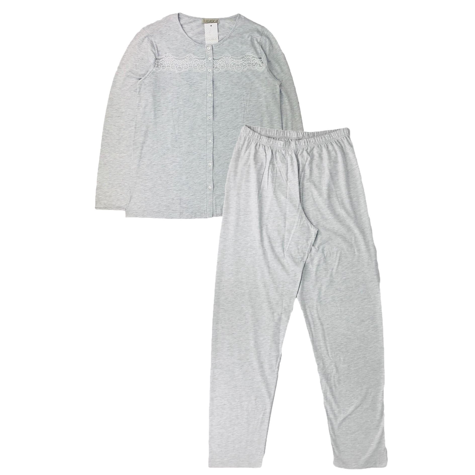 Pigiama donna estivo in cotone con pizzo Lunatica in taglie 44 a 52 0851