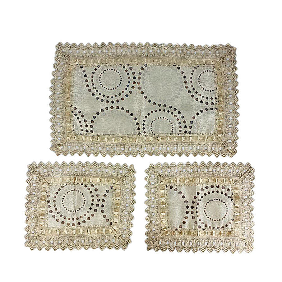 Completo centrini e runner set 3 pezzi Nausikaa con macrame' art. Sofia 0870