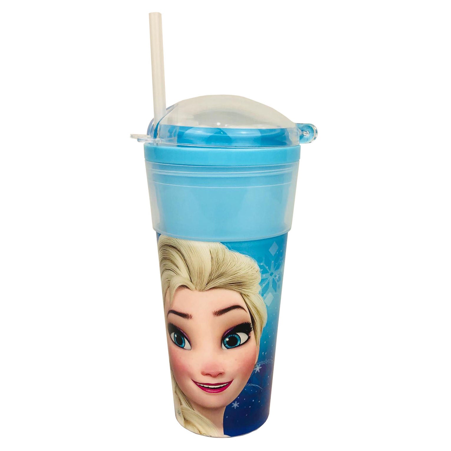 Disney bicchiere contenitore Frozen con cannuccia 2 in 1 snack cup 500 ml 1069