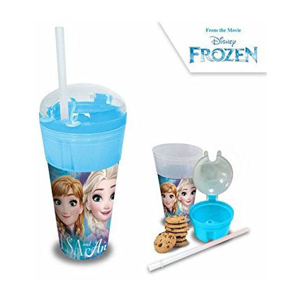 Disney bicchiere contenitore Frozen con cannuccia 2 in 1 snack cup 500 ml 1069
