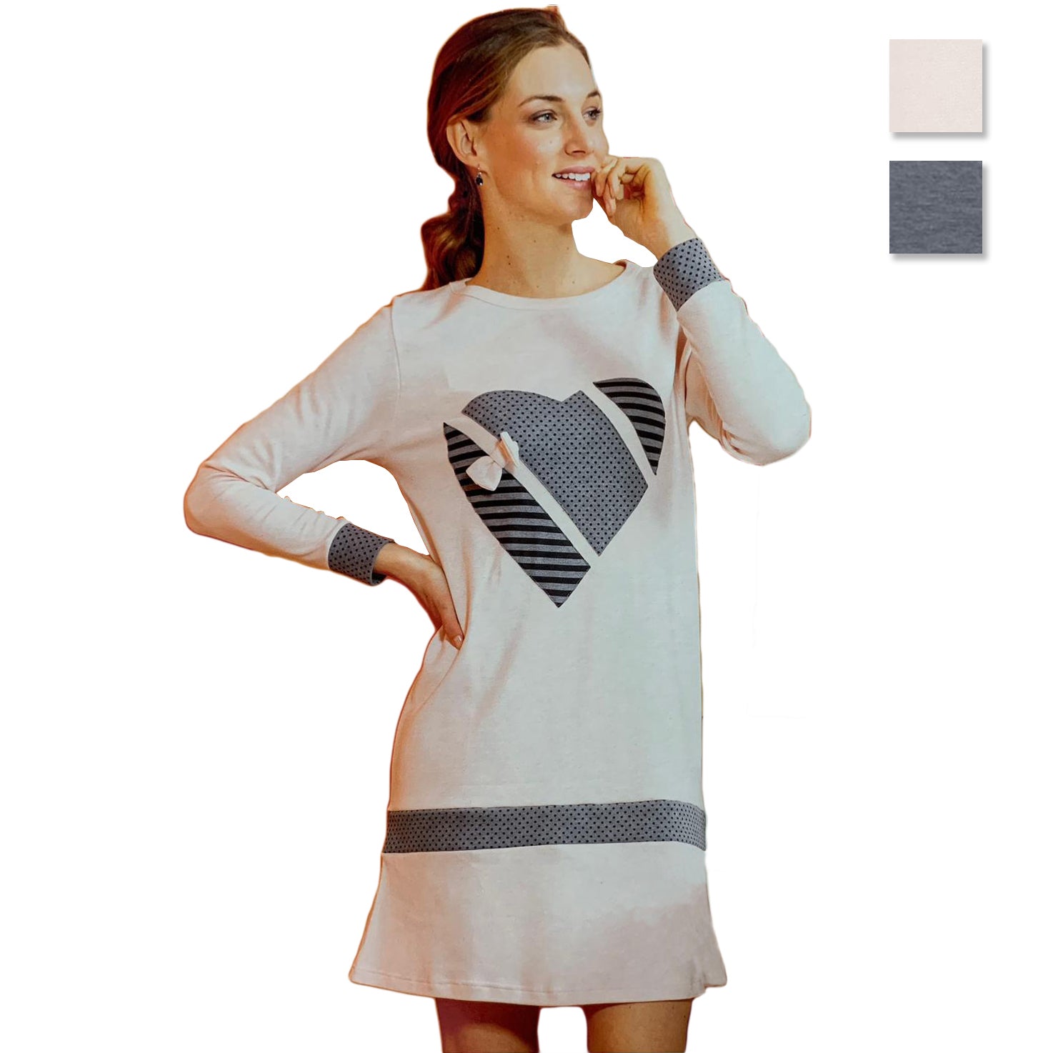 Camicia da notte donna ragazza in caldo cotone Character in taglie da S a L 1240