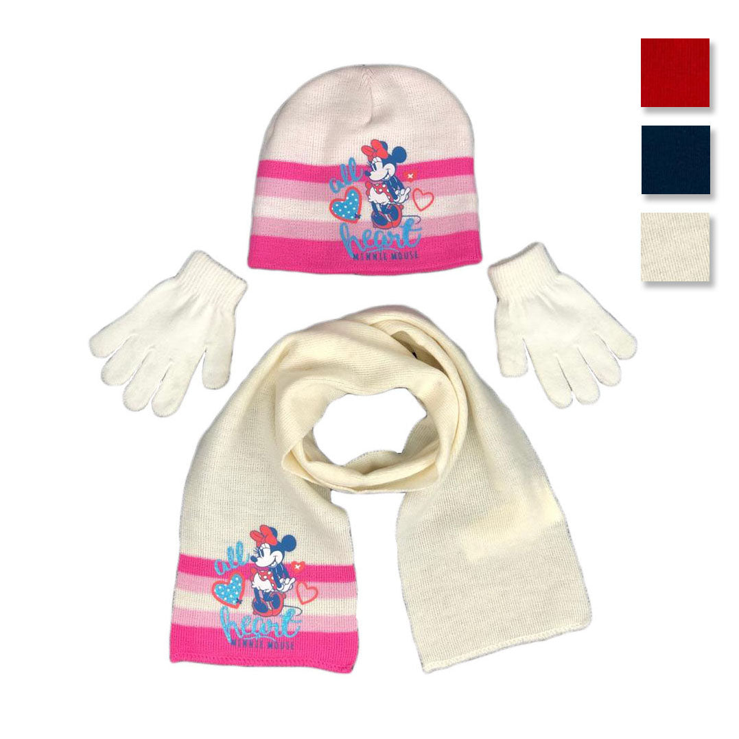 Set cappello guanti e sciarpa invernale Disney Minnie cappellino bambina 1280