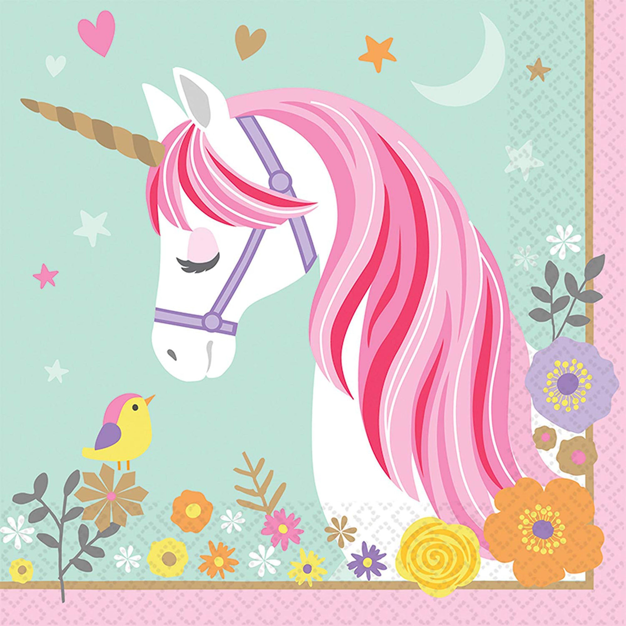 Tovaglioli di carta ufficiale Unicorno Magico per feste compleanno 32 pz 1413
