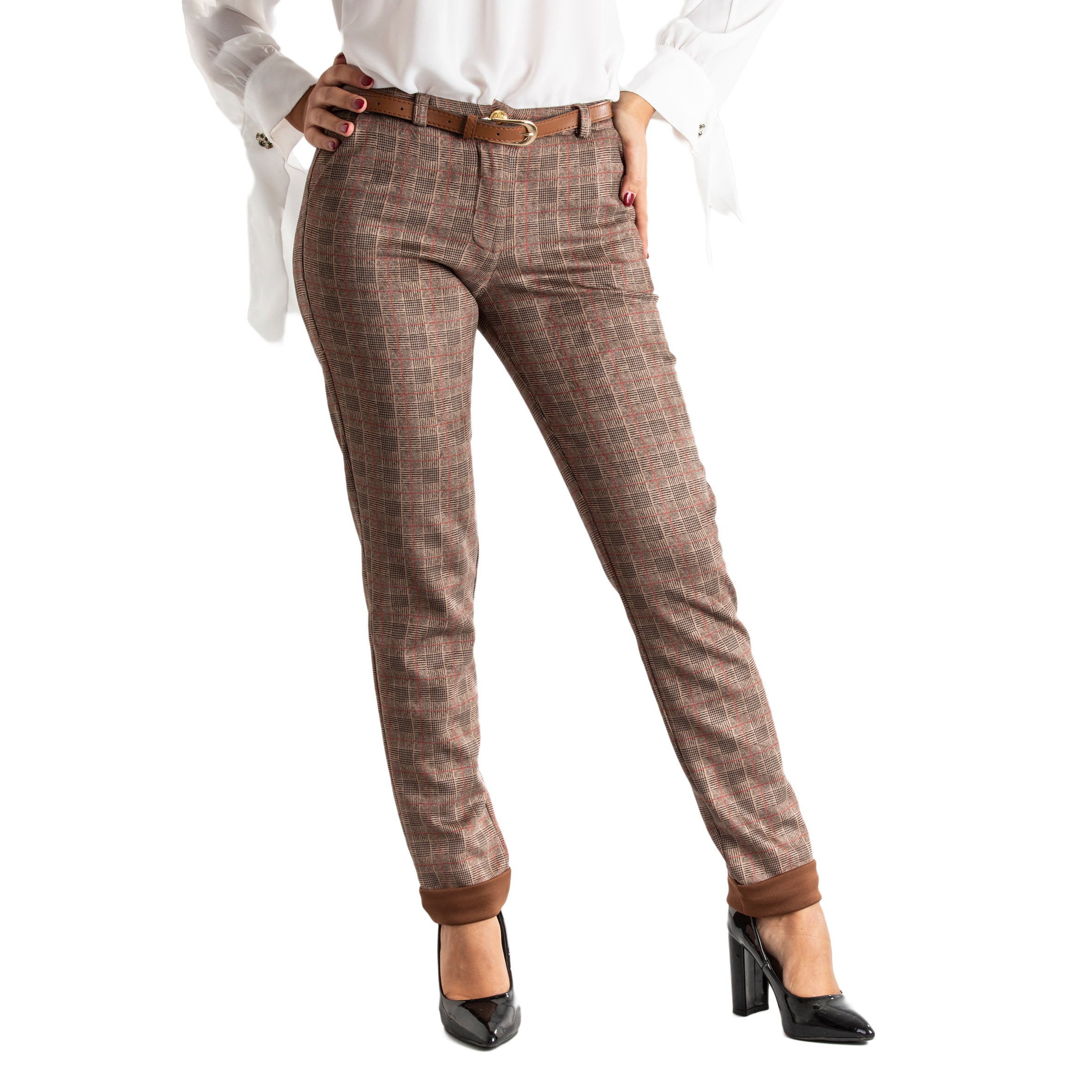 Pantalone donna slim fit con tasche e cintura casual made in italy 1436