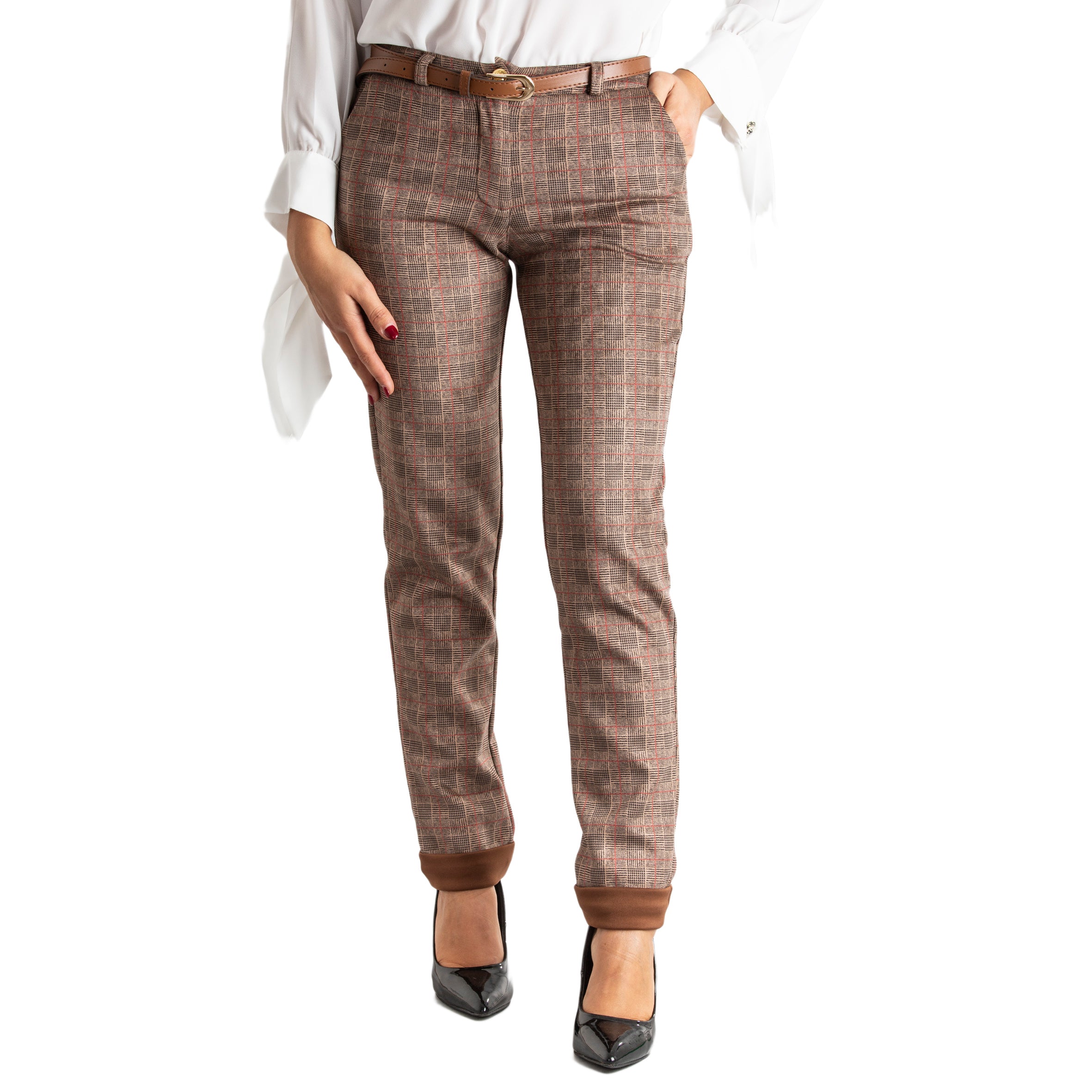 Pantalone donna slim fit con tasche e cintura casual made in italy 1436