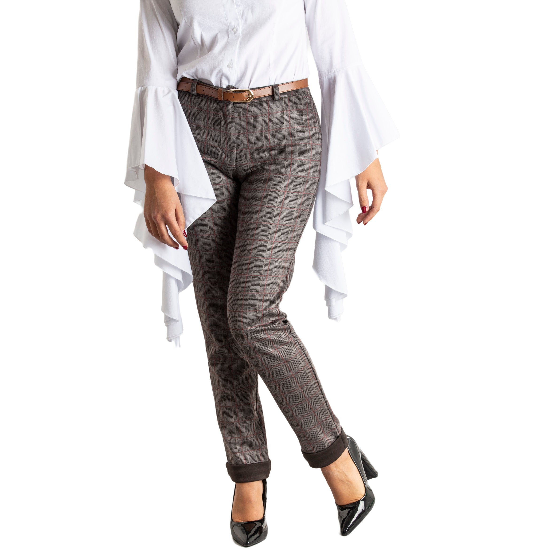 Pantalone donna slim fit con tasche e cintura casual made in italy 1436