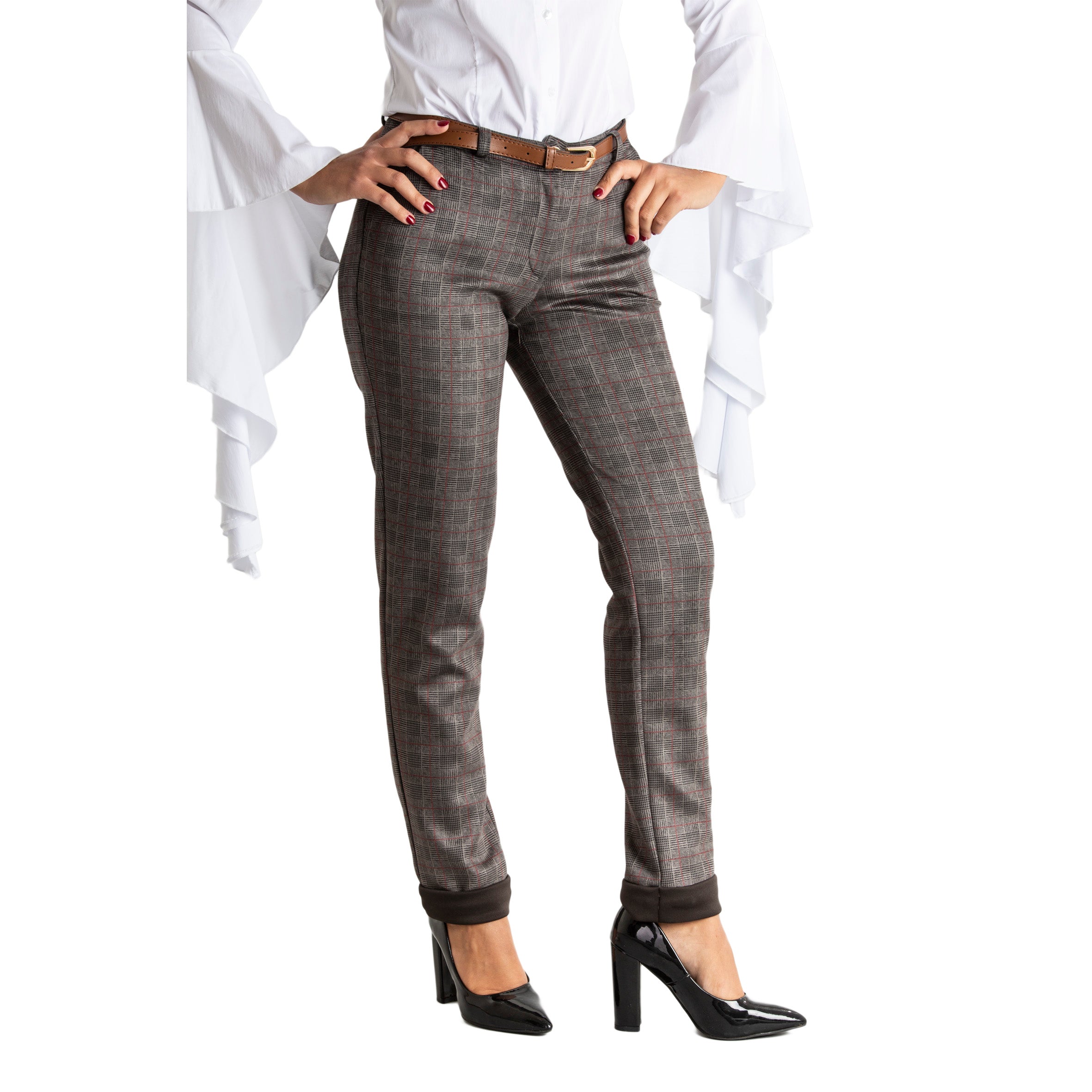 Pantalone donna slim fit con tasche e cintura casual made in italy 1436