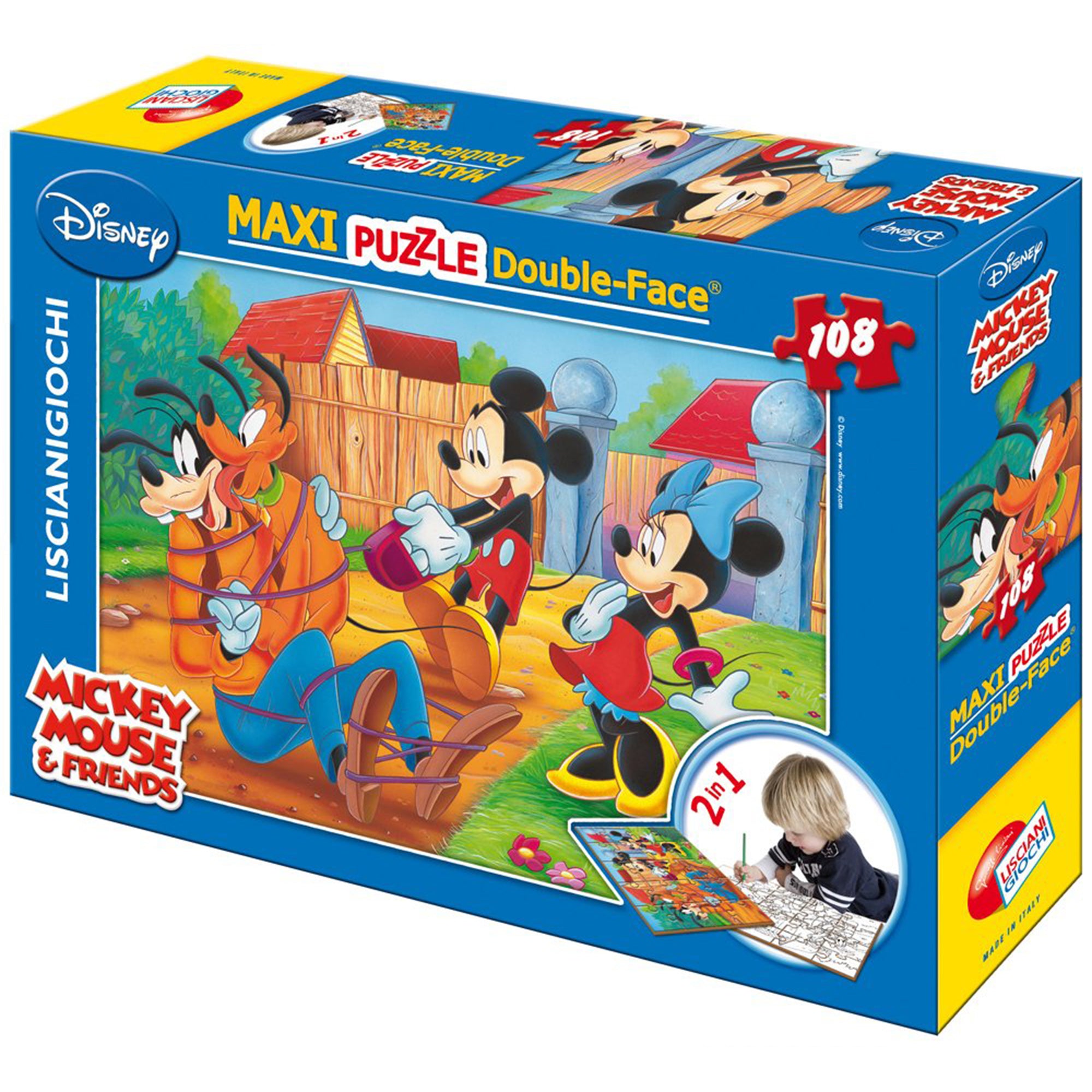 Puzzle maxi double-face Disney Topolino e Minnie 108 pz retro colorabile 1449