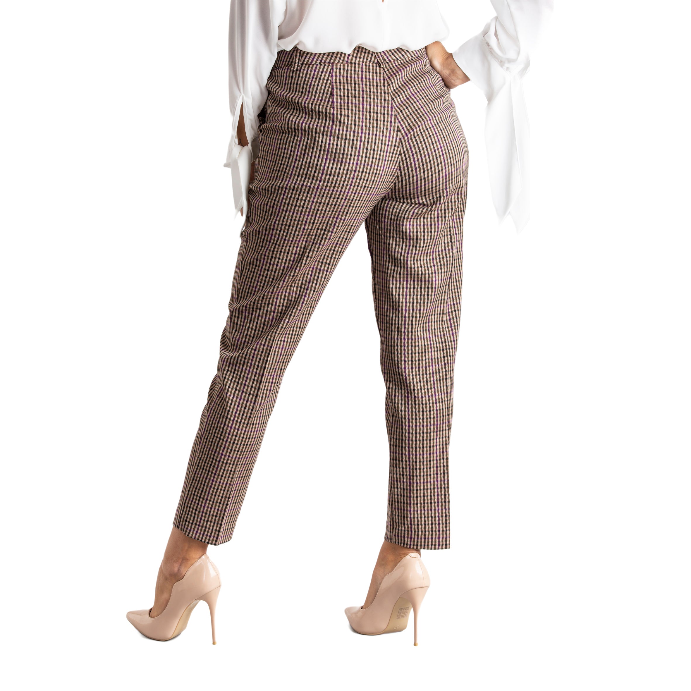 Pantalone donna casual in fantasia tasca uomo made in italy 1480