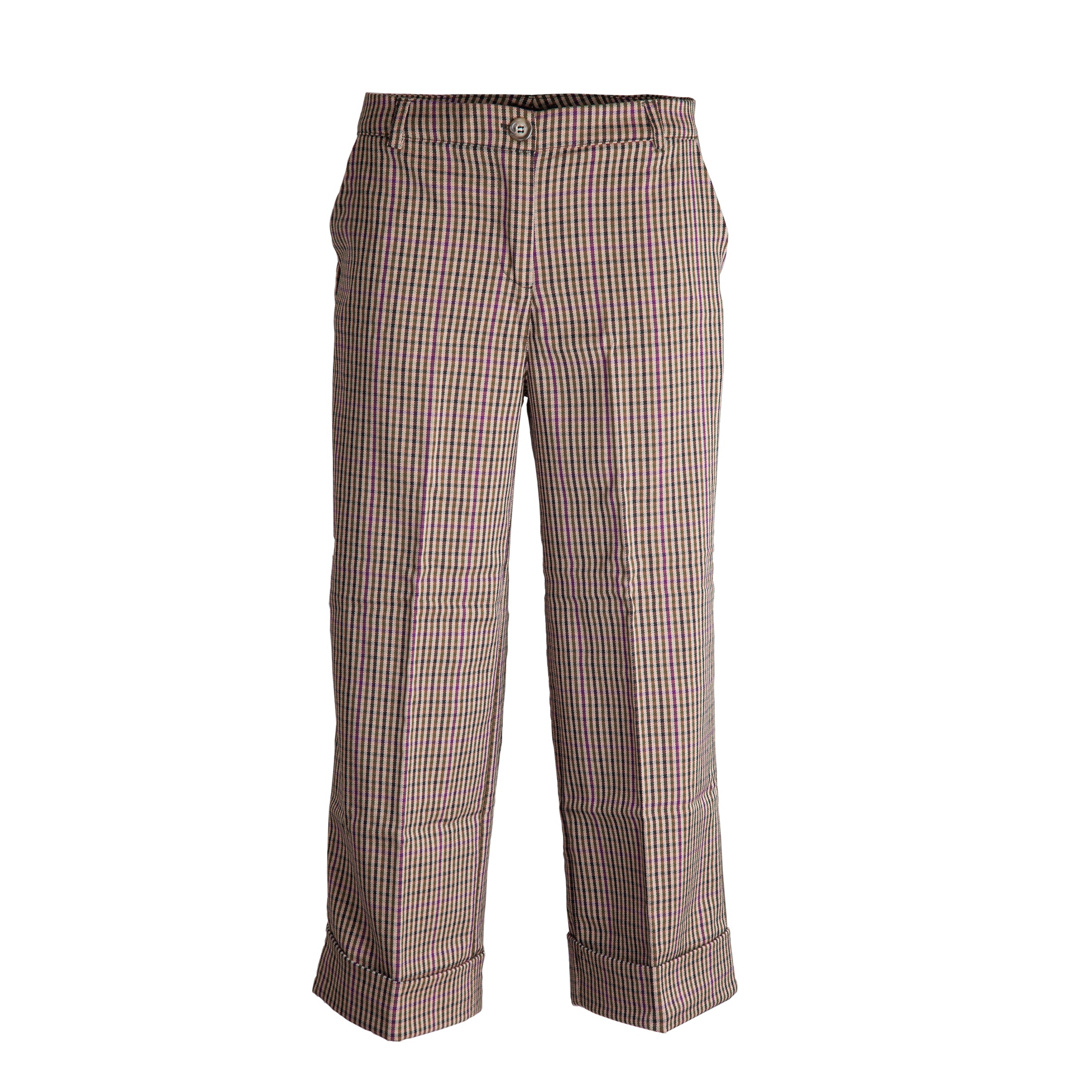 Pantalone donna ampio in fantasia tasca uomo casual made in italy 1481