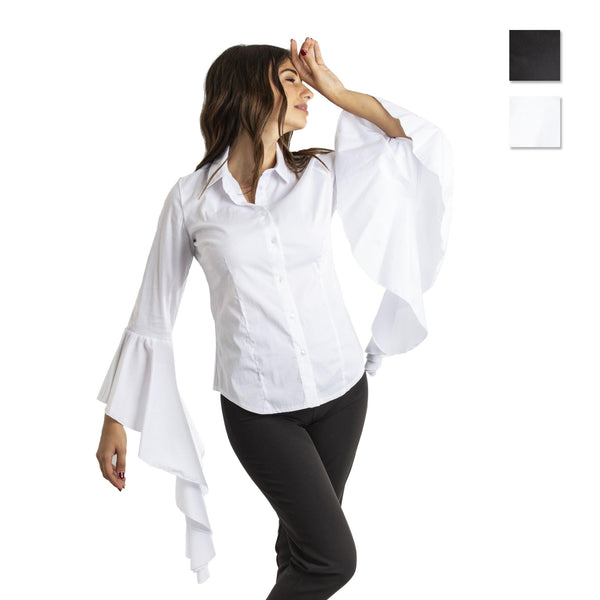 Camicia donna manica lunga attillata e tessuto stretch da|Arem Italia