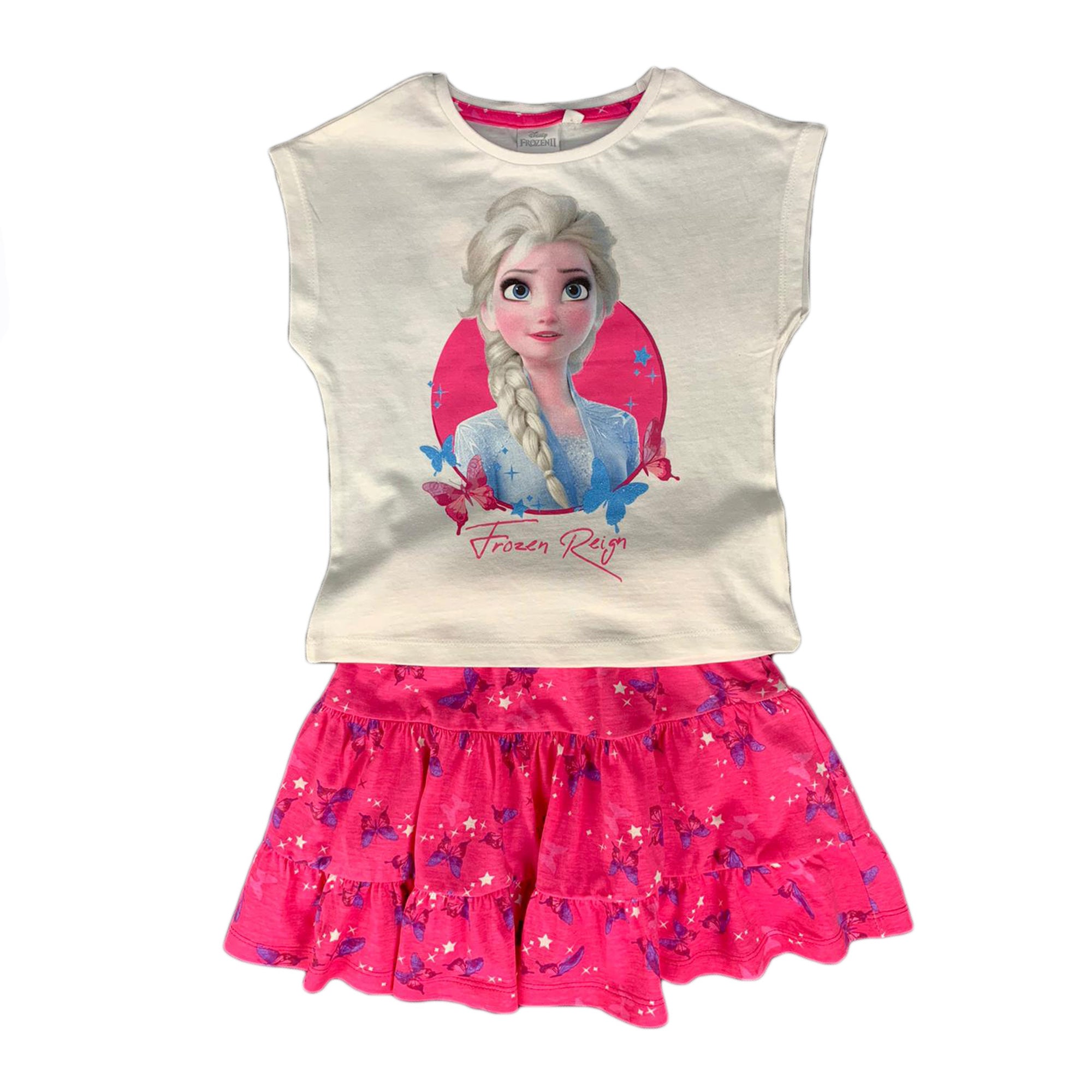 Maglietta con gonna Disney Frozen II T-shirt in cotone vestitino stampato 1827