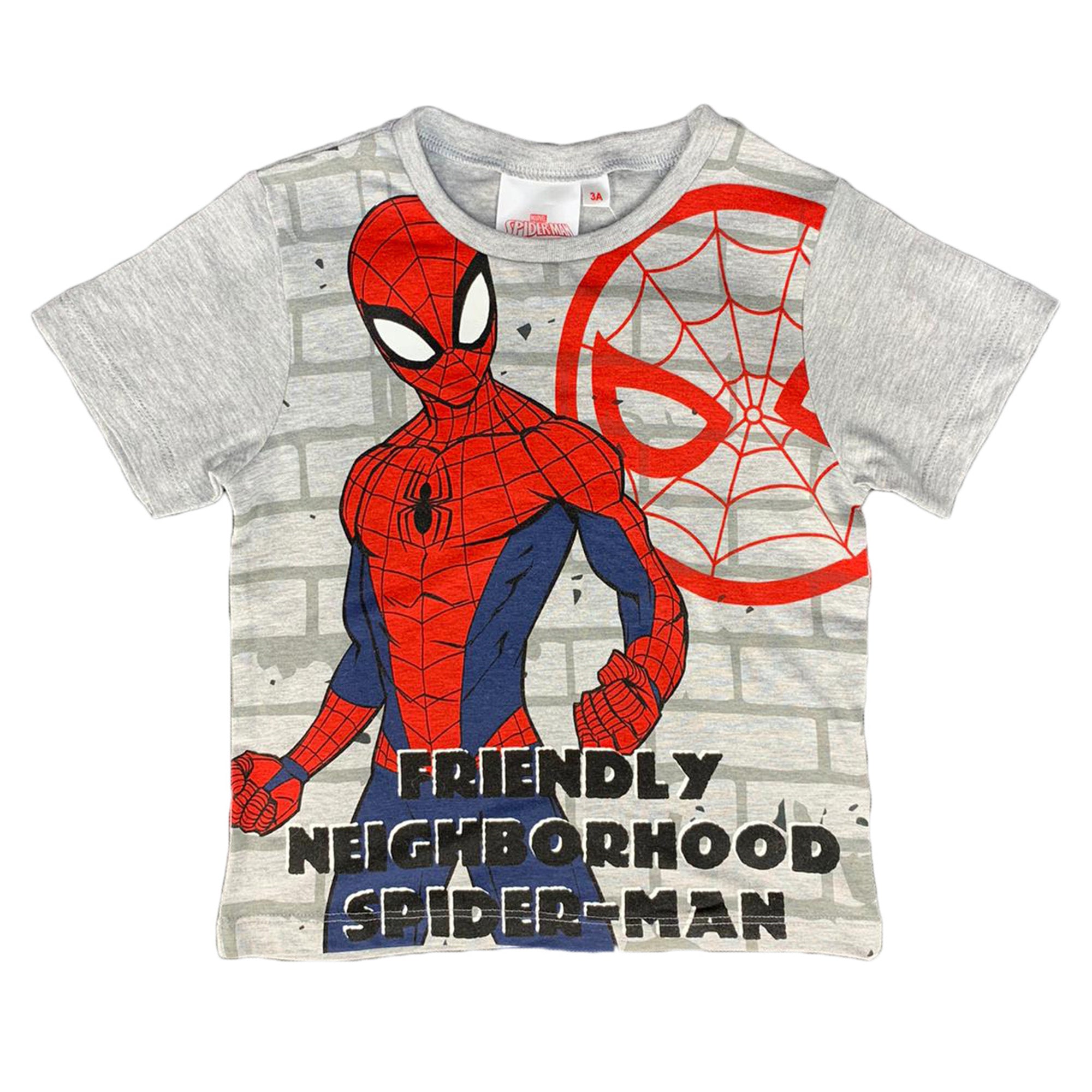 Maglietta Marvel Spiderman t-shirt in cotone stampata bambino da 3 a 8 anni 1830