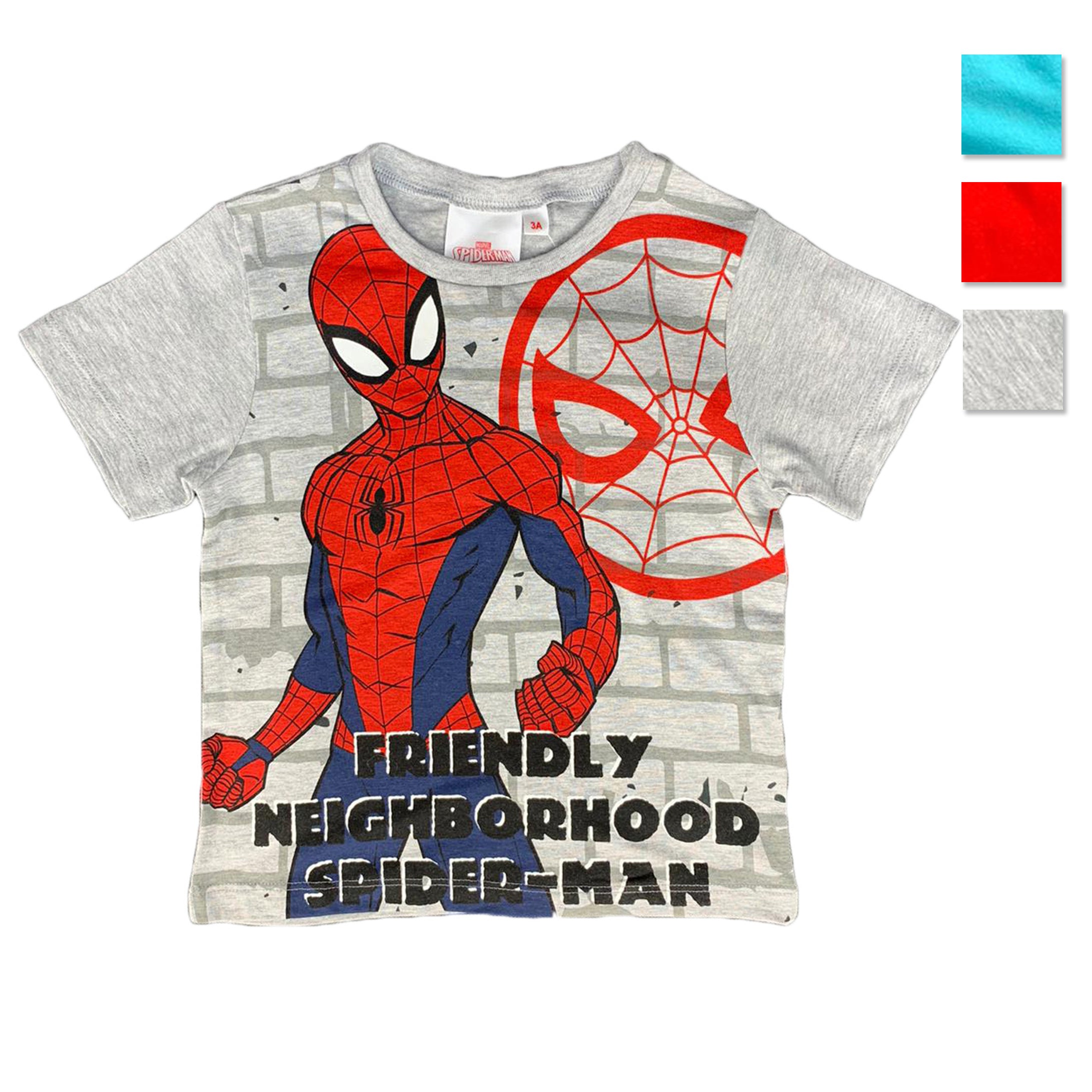 Maglietta Marvel Spiderman t-shirt in cotone stampata bambino da 3 a 8 anni 1830