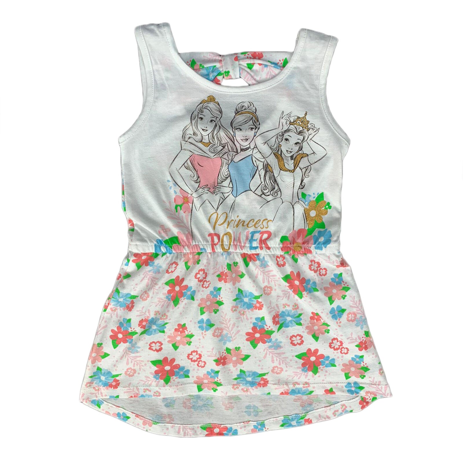 Abito smanicato Disney Principesse in cotone stampato bambina da 3 a 6 anni 1831