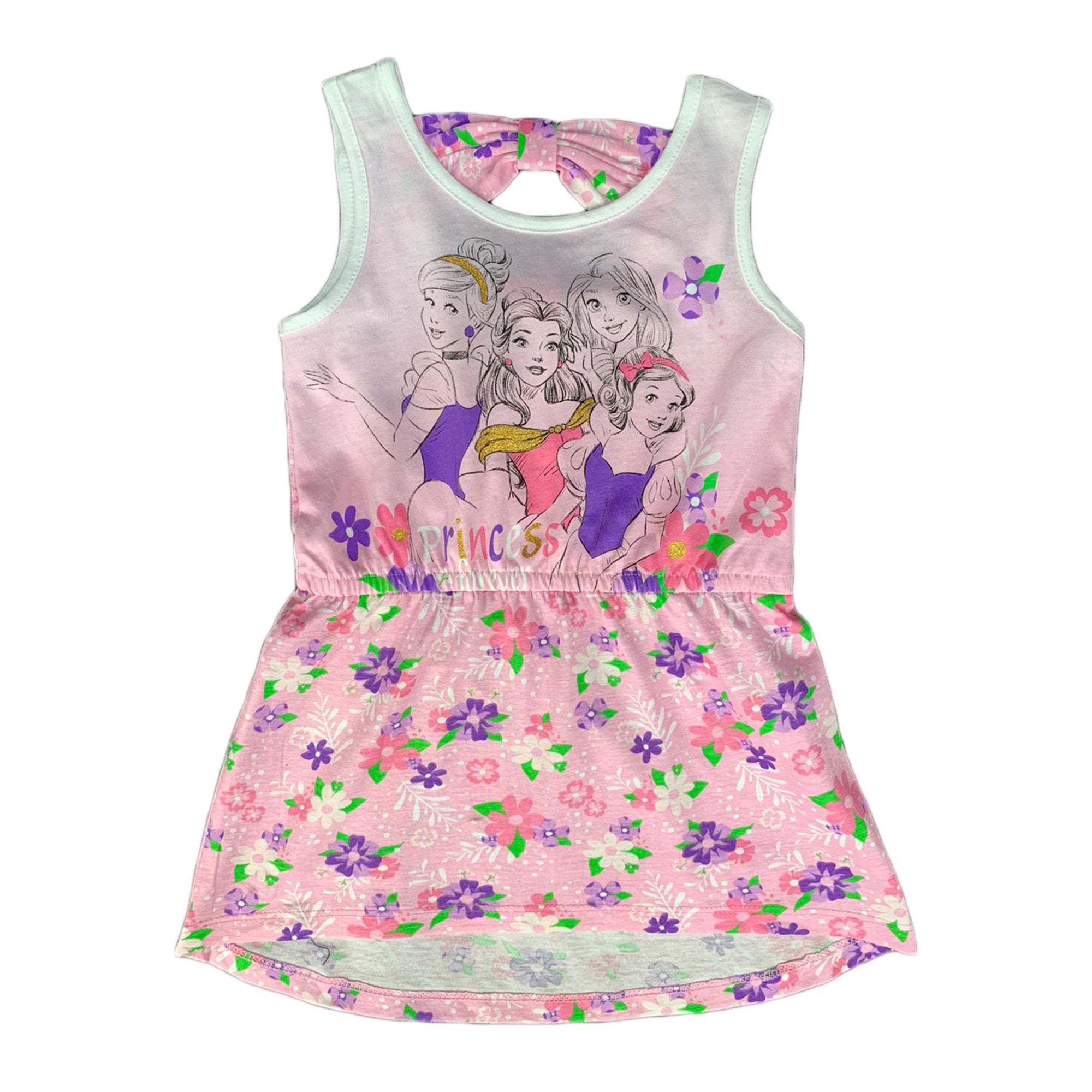 Abito smanicato Disney Principesse in cotone stampato bambina da 3 a 6 anni 1831