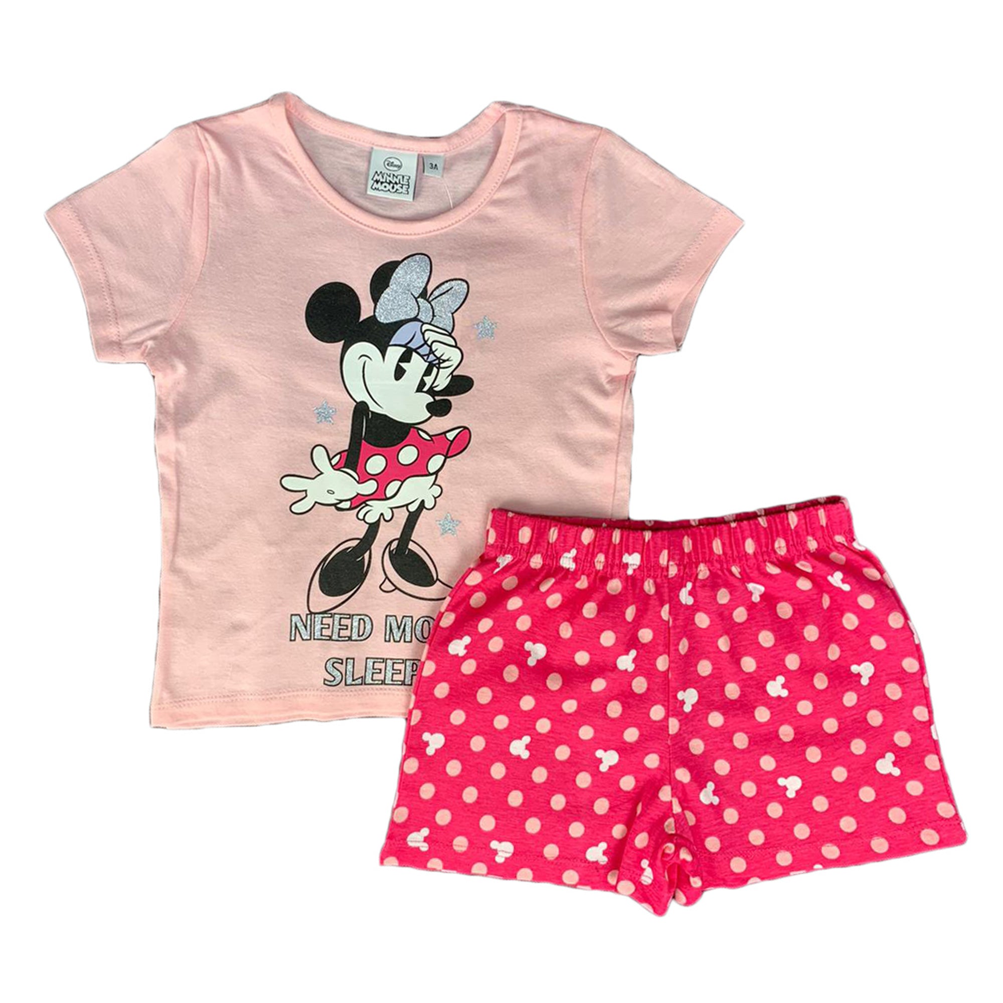 Pigiama bambina Disney Minnie T-shirt e pantaloncino in cotone stampato 1837