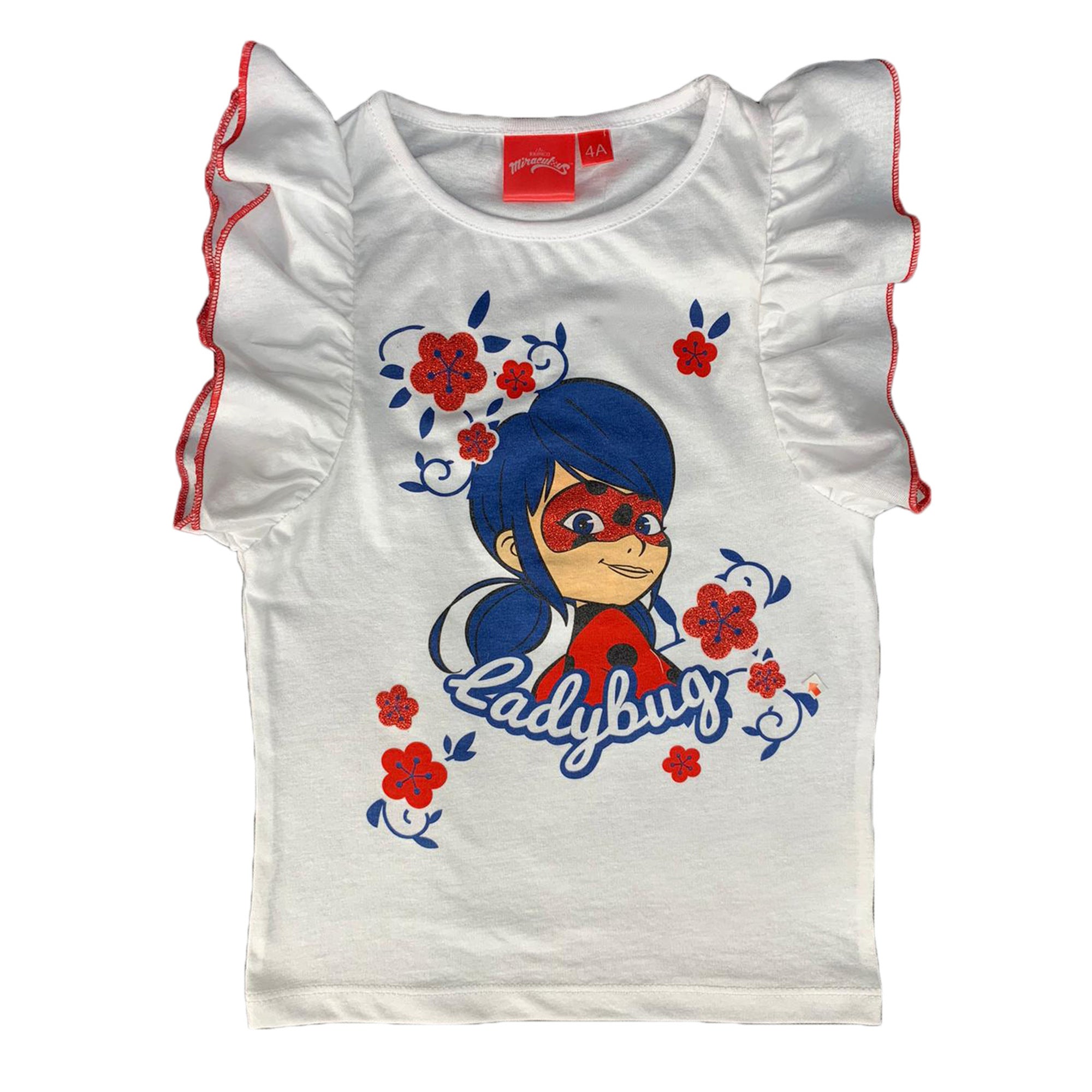 Maglietta Miraculous t-shirt in cotone stampata Ladybug bambina 4 a 8 anni 1844