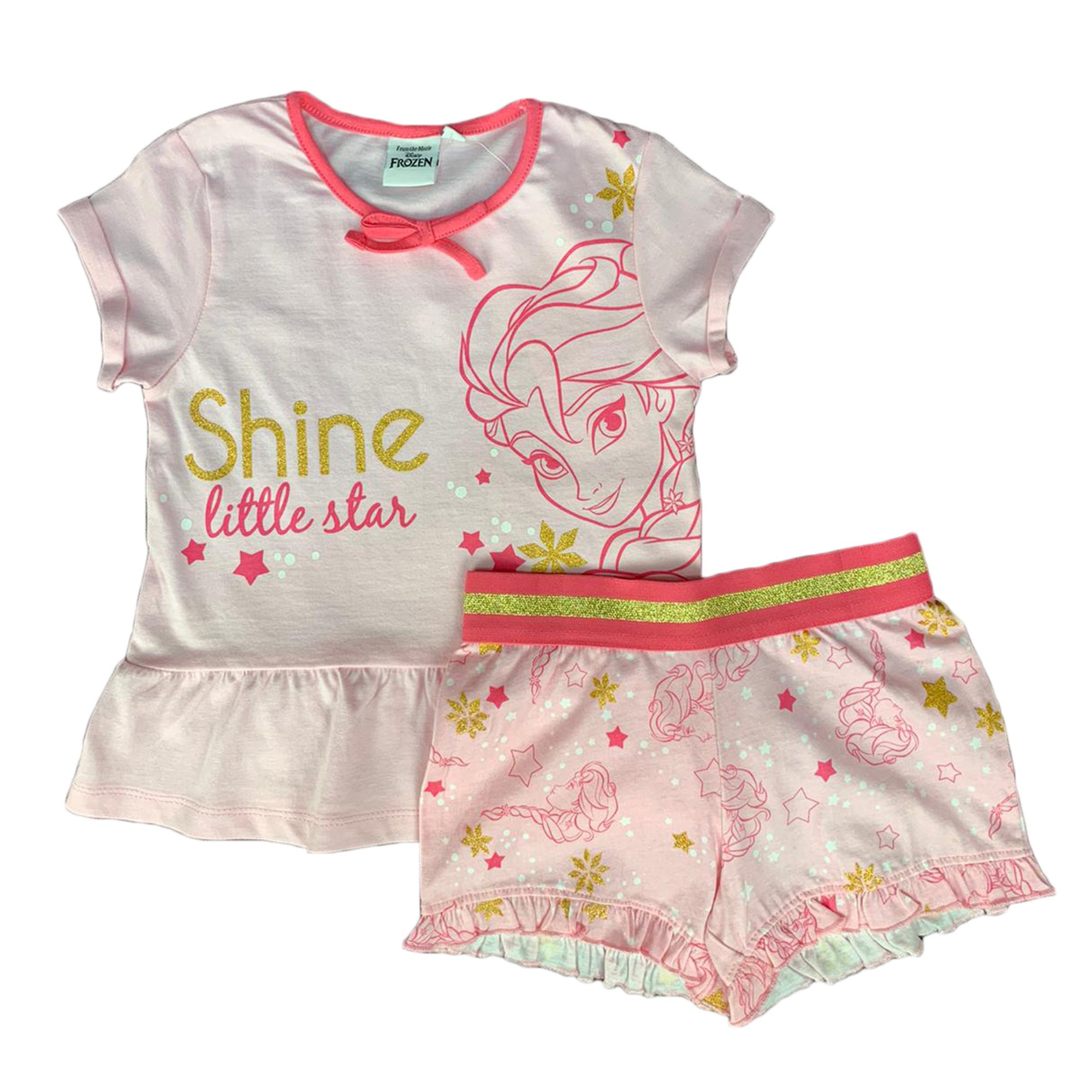 Pigiama bambina Disney Frozen T-shirt e pantaloncino in cotone stampato 1845