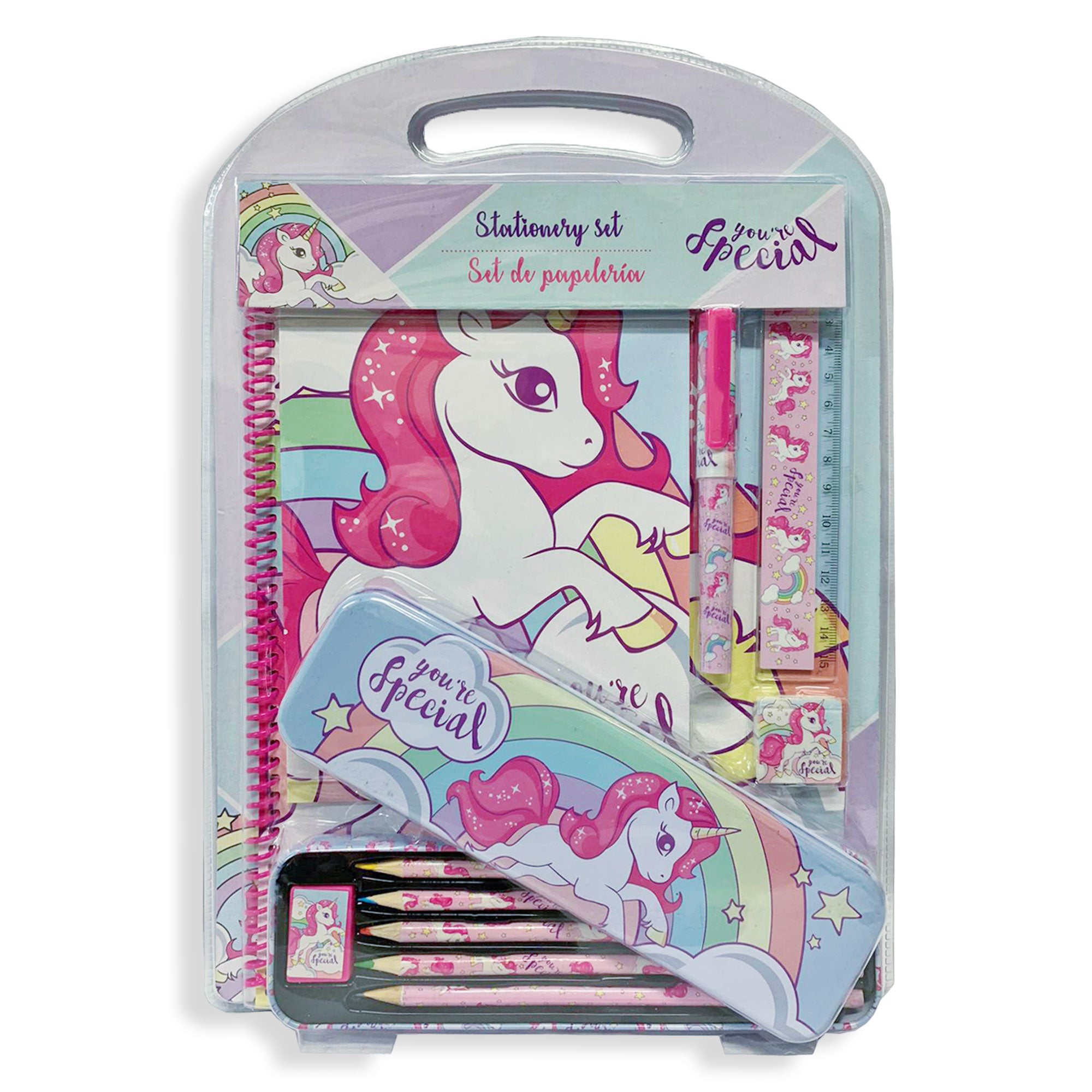 Set cancelleria bambini ufficiale Unicorno 12 pz materiale scuola 2034