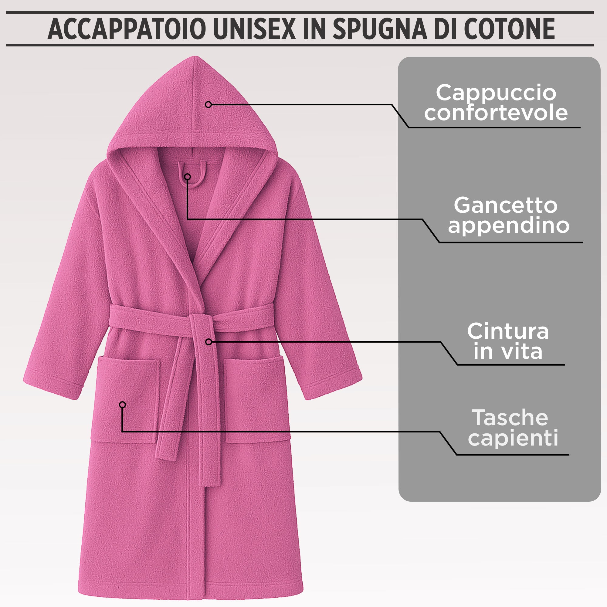Accappatoio taglie forti in spugna di cotone unisex con cappuccio oversize 2691