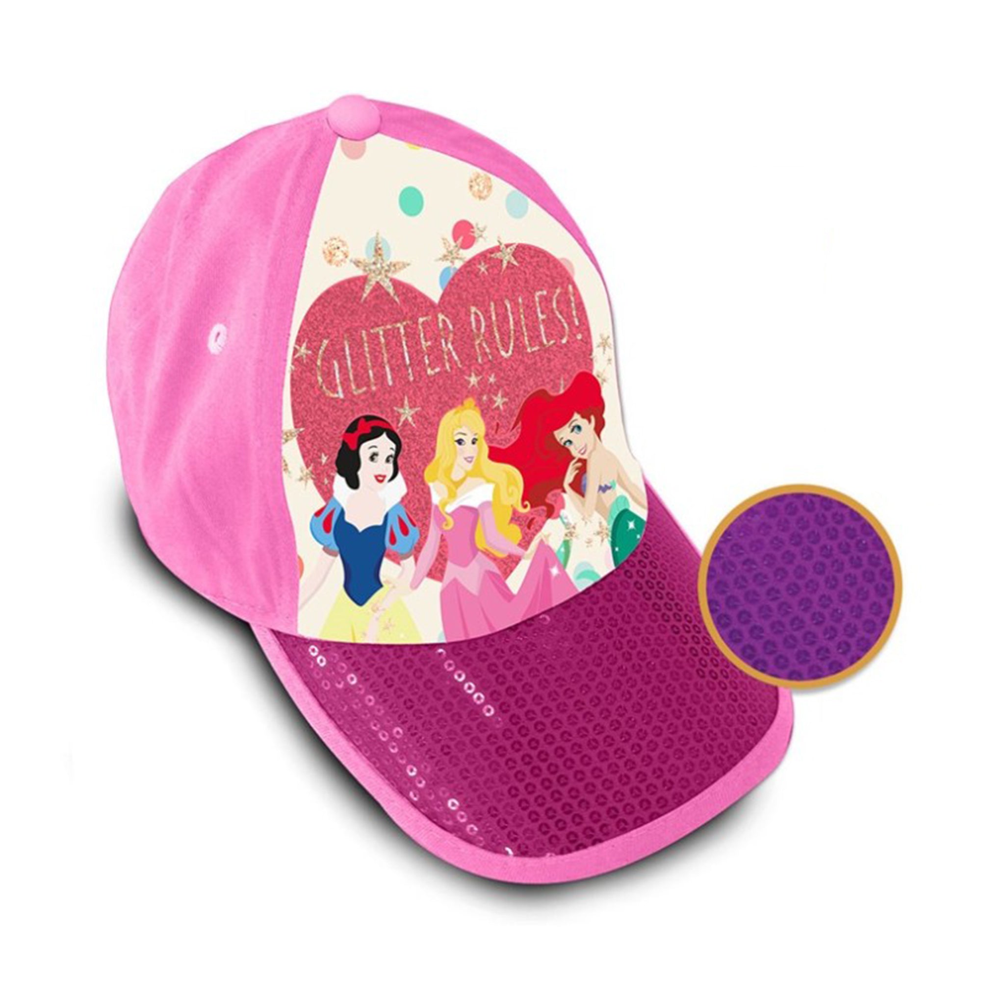 Cappellino bambina ufficiale Disney Principesse berretto visiera paillettes 2696