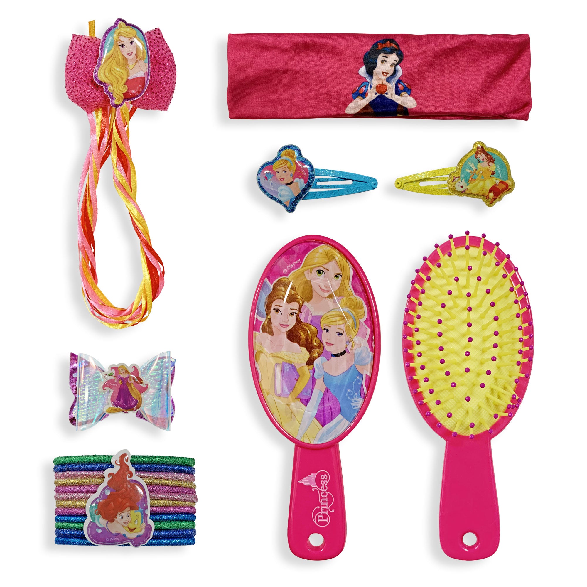 Accessori per capelli Disney Principesse kit 18 pz spazzola fermagli 2705