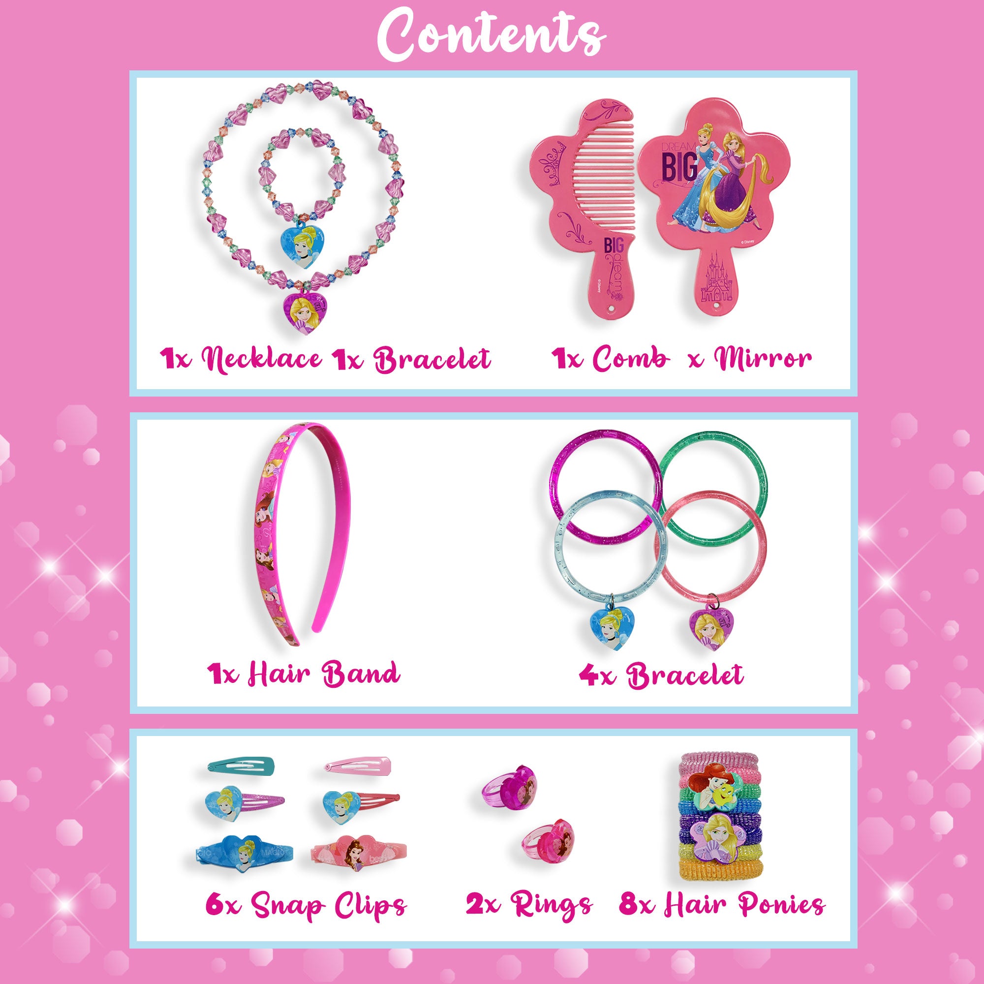 Kit accessori Disney Principesse set 25 pz  per capelli e vari 2706