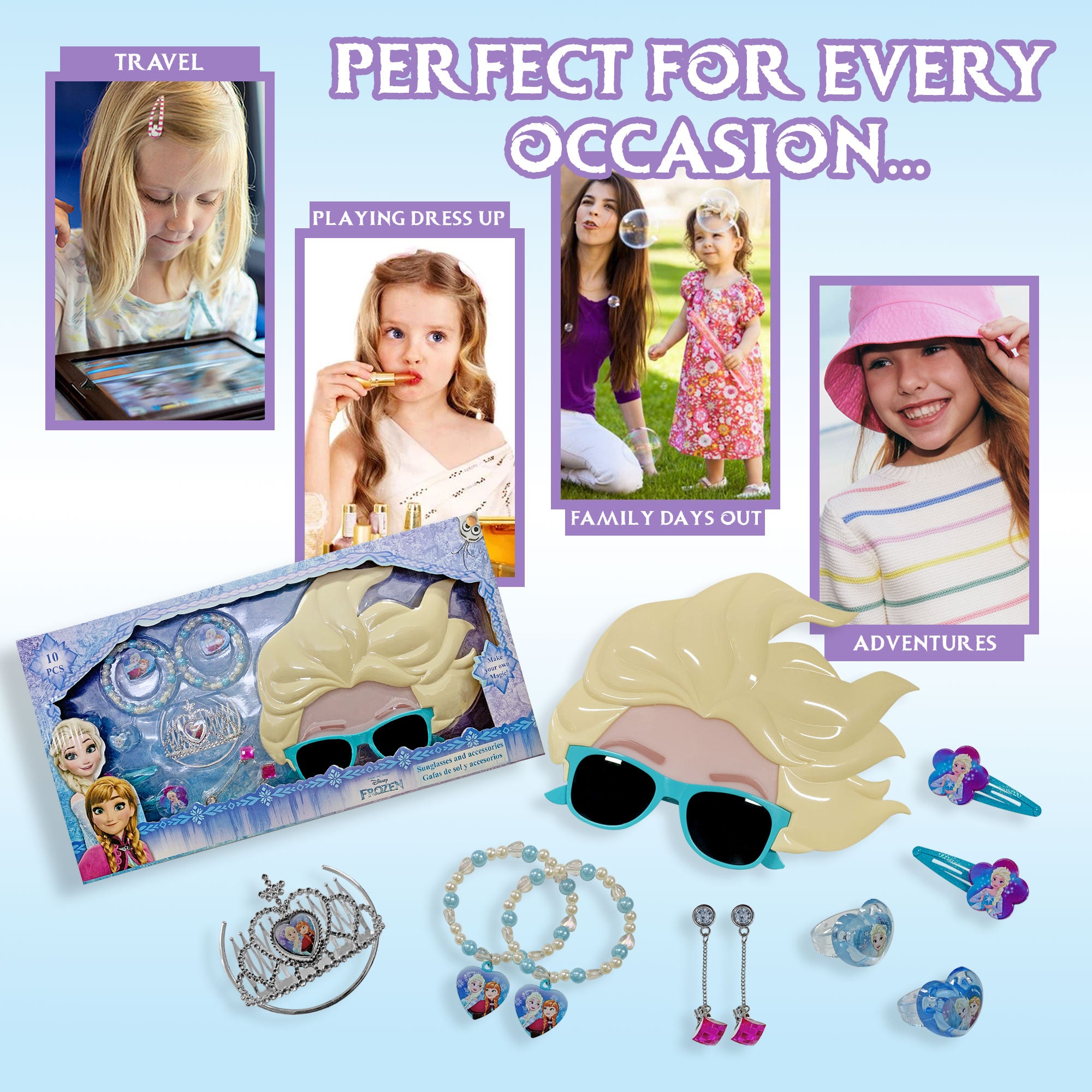 Kit gioielli Disney Frozen 10 pz occhiali accessori e braccialetti 2707
