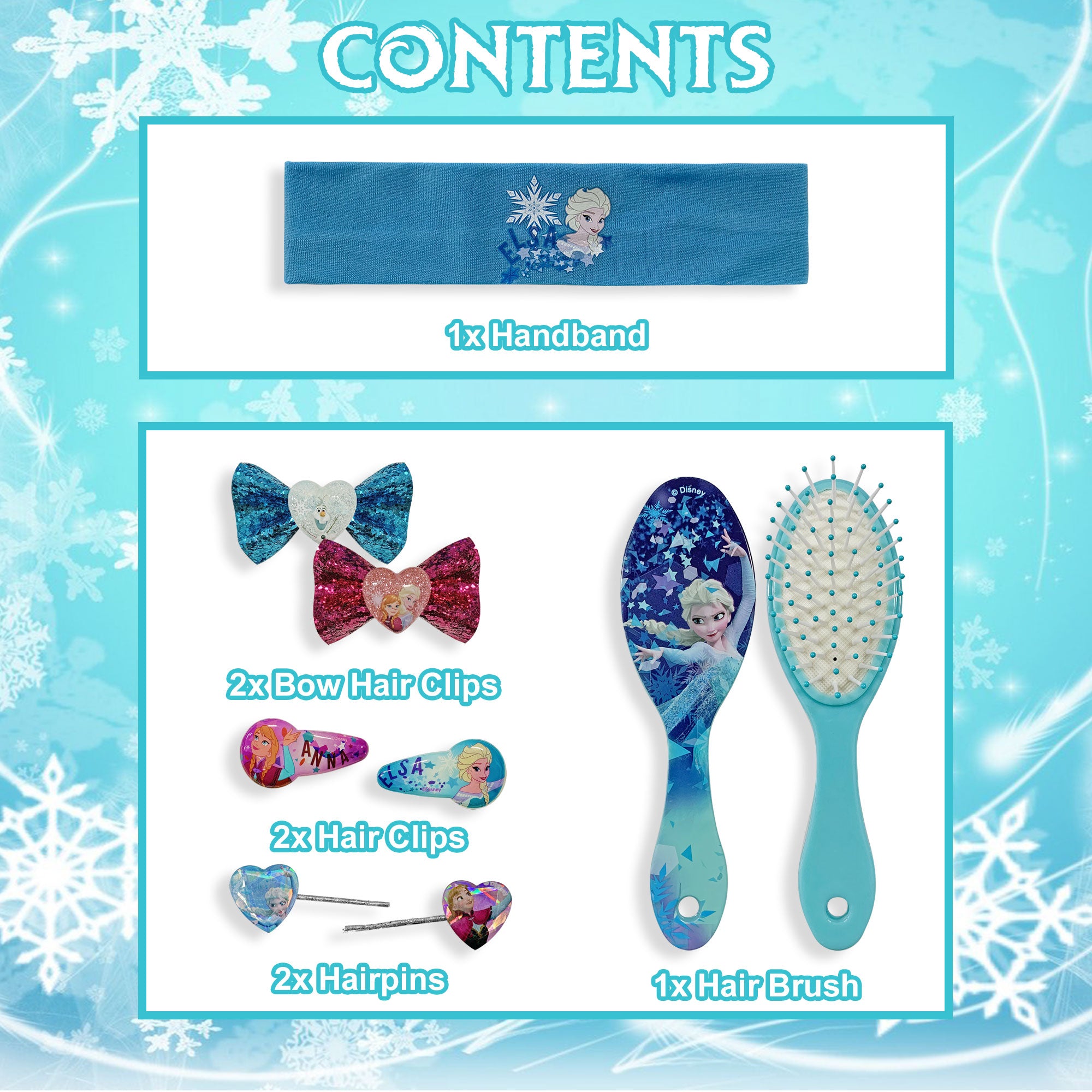 Accessori per capelli Disney Frozen kit 8 pz spazzola fermagli 2708