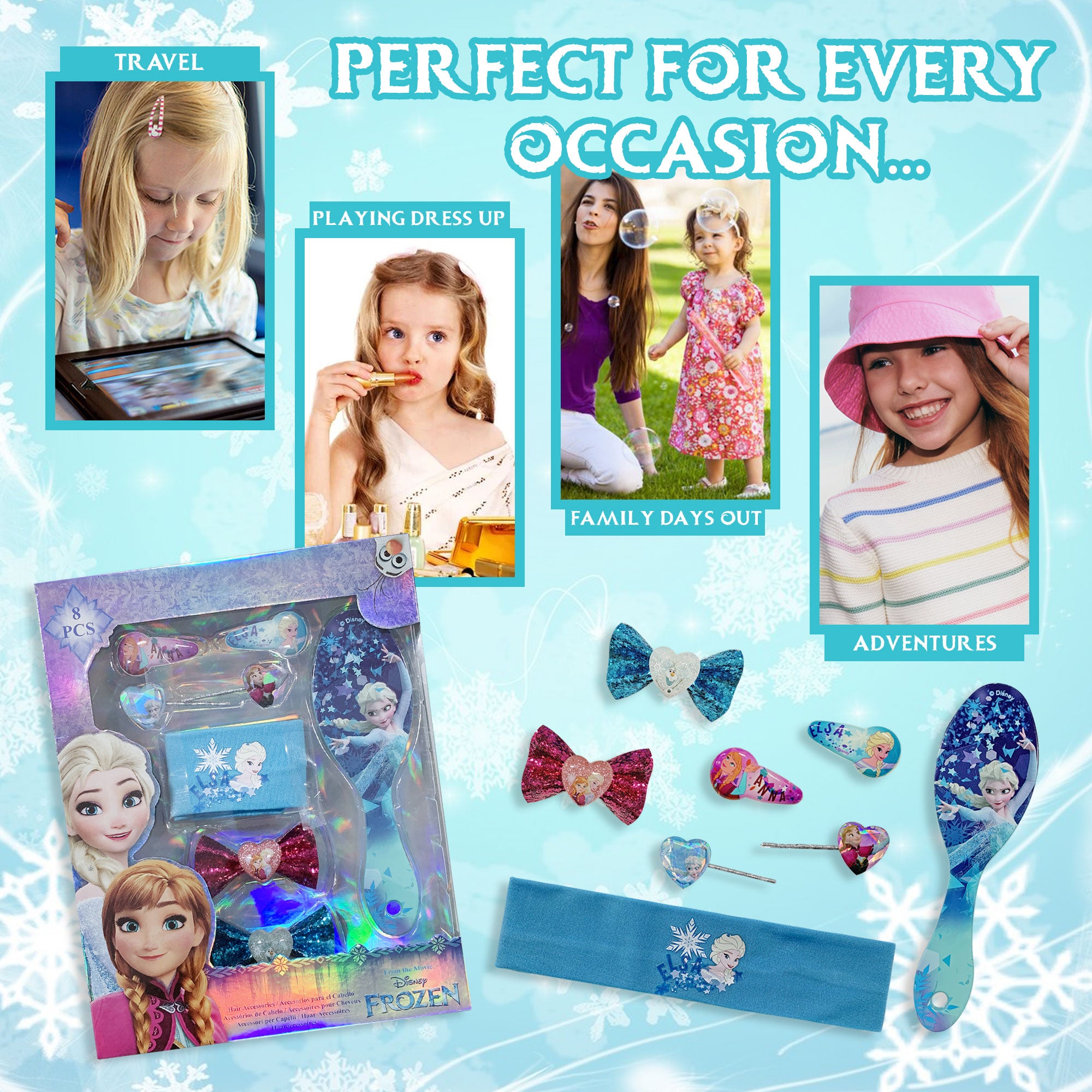 Accessori per capelli Disney Frozen kit 8 pz spazzola fermagli 2708