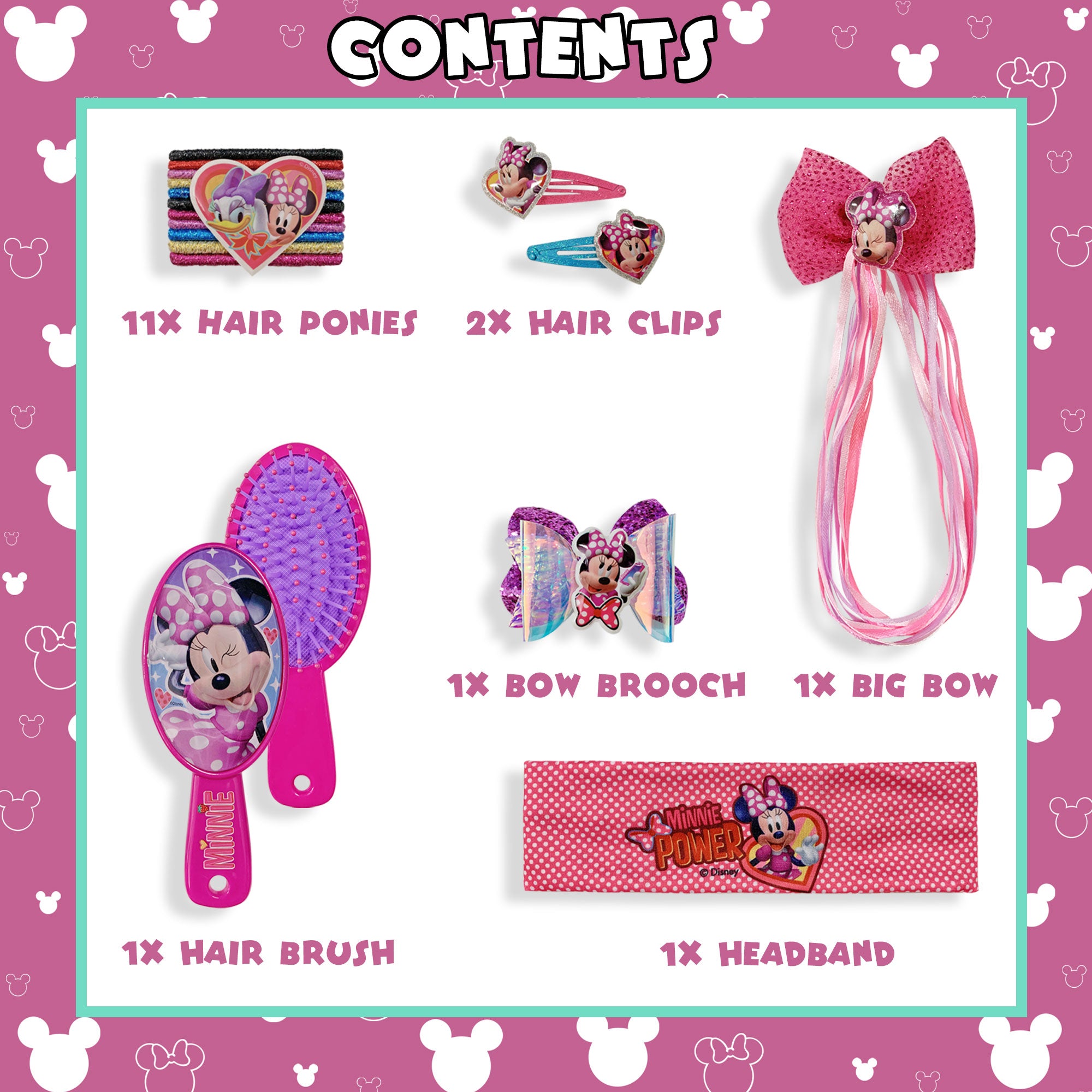 Accessori per capelli Disney Minnie kit 18 pz spazzola fermagli 2712