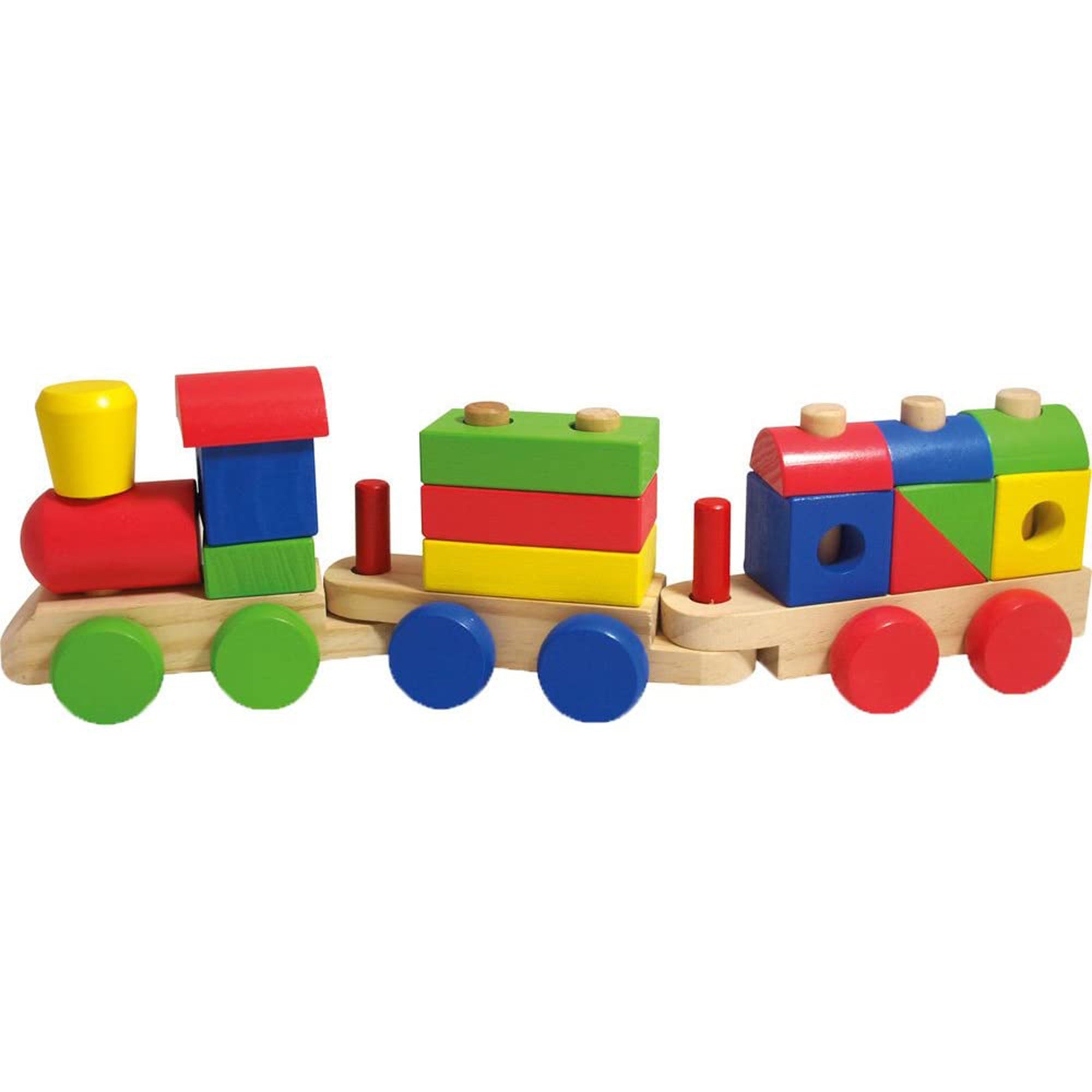 Giocattolo per bambini trenino in legno colorato con vagoni e mattoncini 2755