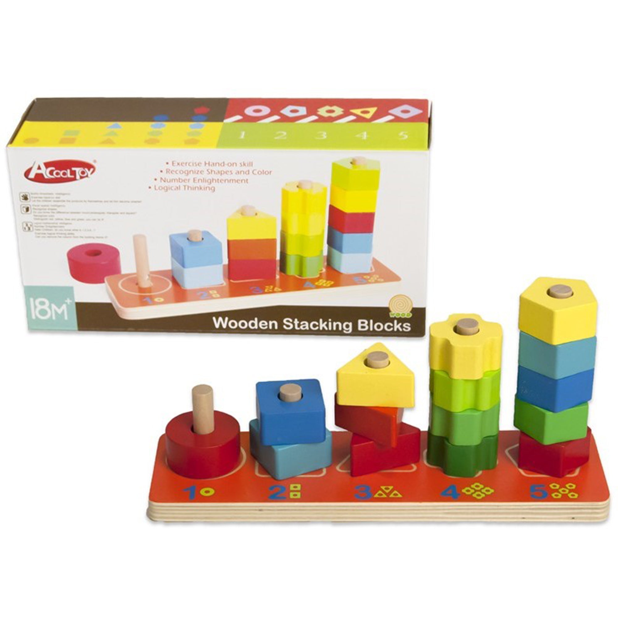 Giocattolo per bambini formine in legno colorato impilabili 15 blocchi 2758