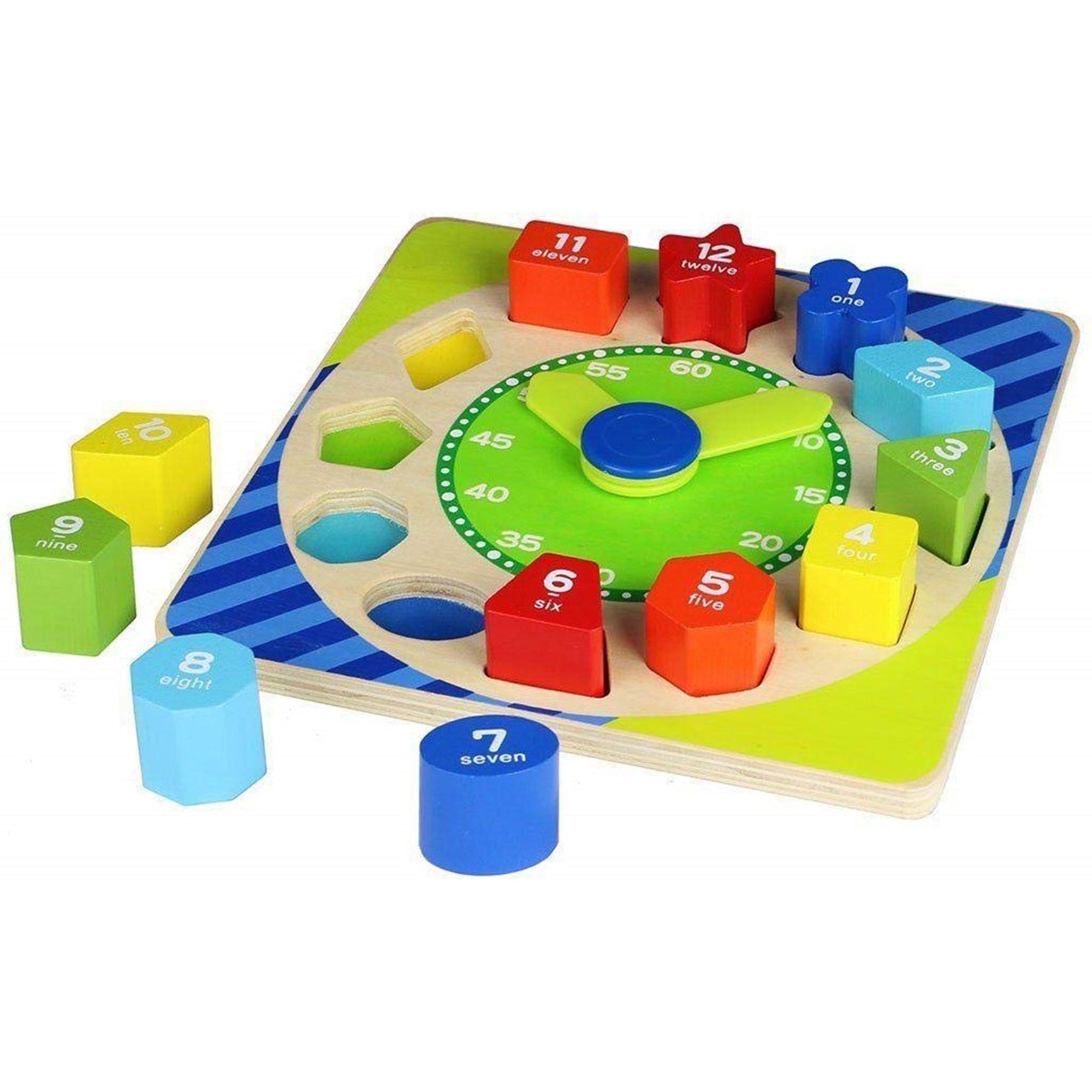 Giocattolo per bambini orologio con blocchi numerati in legno colorato 2759