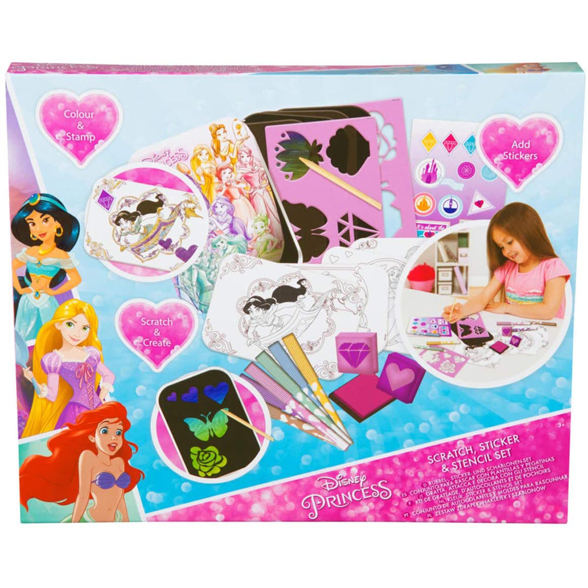 Kit adesivi colori e stampini Disney Principesse gioco per bambine 2777