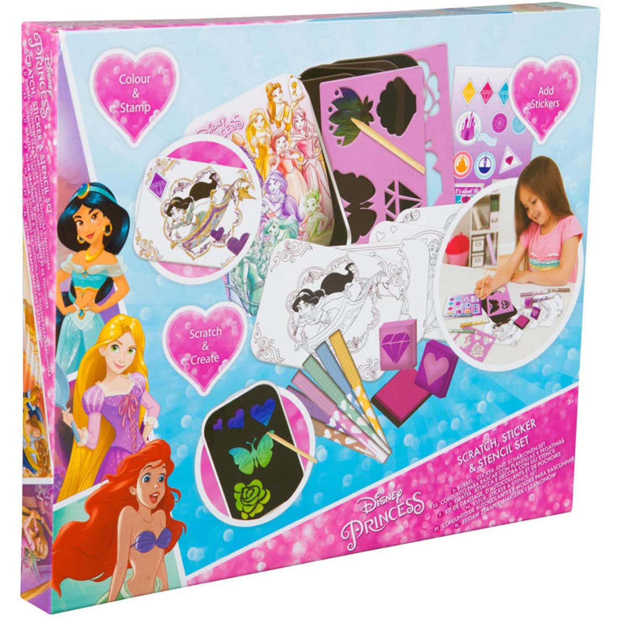 Kit adesivi colori e stampini Disney Principesse gioco per bambine 2777