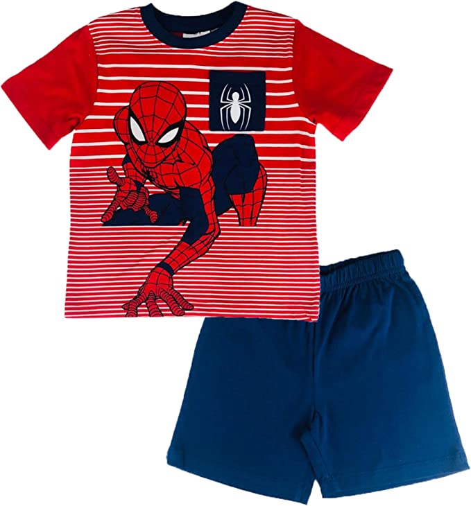 Pigiama bambino Marvel Spiderman t-shirt e pantaloncino in cotone stampato 2817