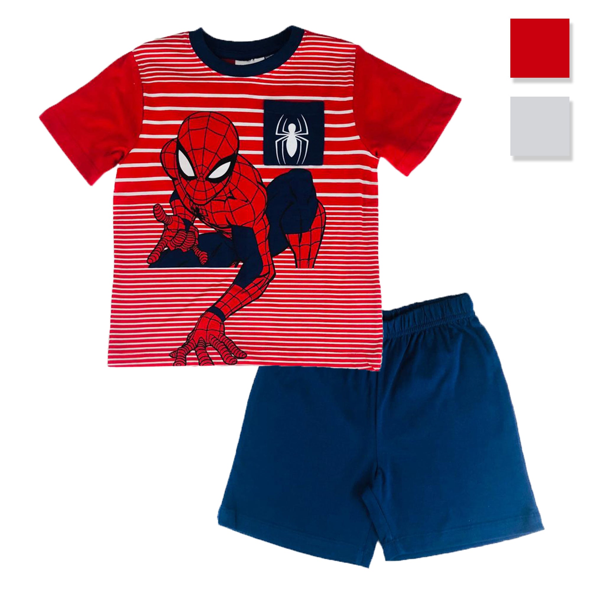 Pigiama bambino Marvel Spiderman t-shirt e pantaloncino in cotone stampato 2817