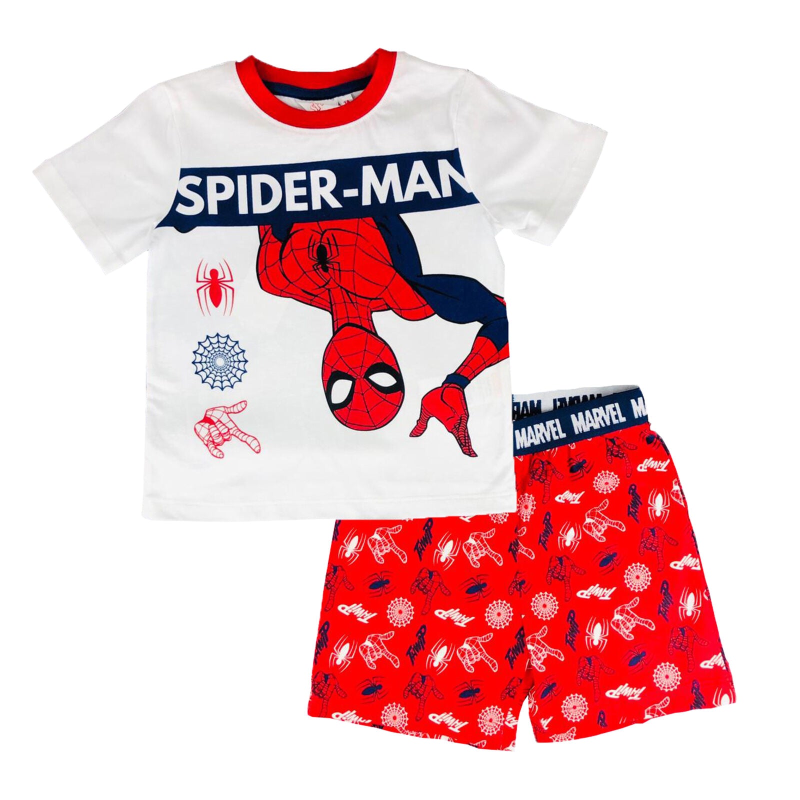 Pigiama bambino Marvel Spiderman t-shirt e pantaloncino in cotone stampato 2818