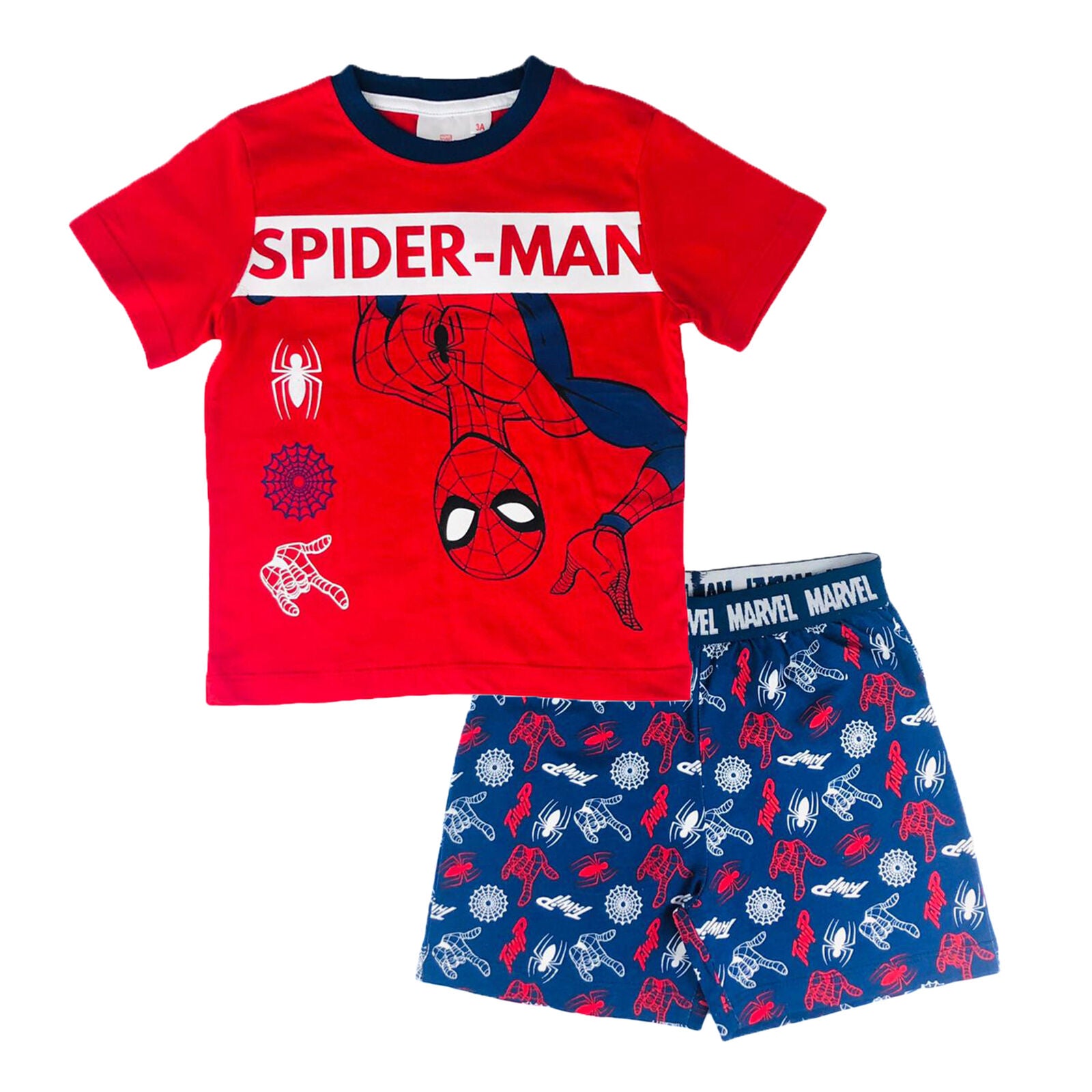Pigiama bambino Marvel Spiderman t-shirt e pantaloncino in cotone stampato 2818