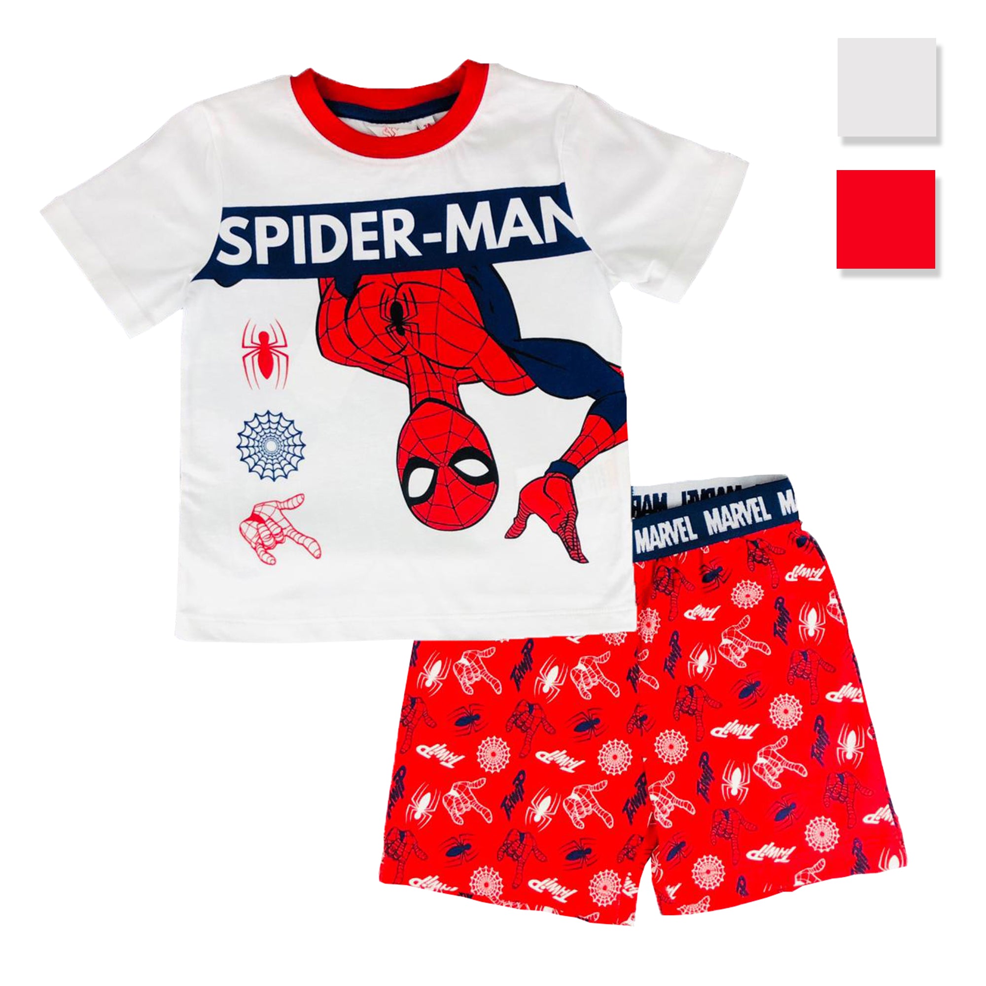 Pigiama bambino Marvel Spiderman t-shirt e pantaloncino in cotone stampato 2818
