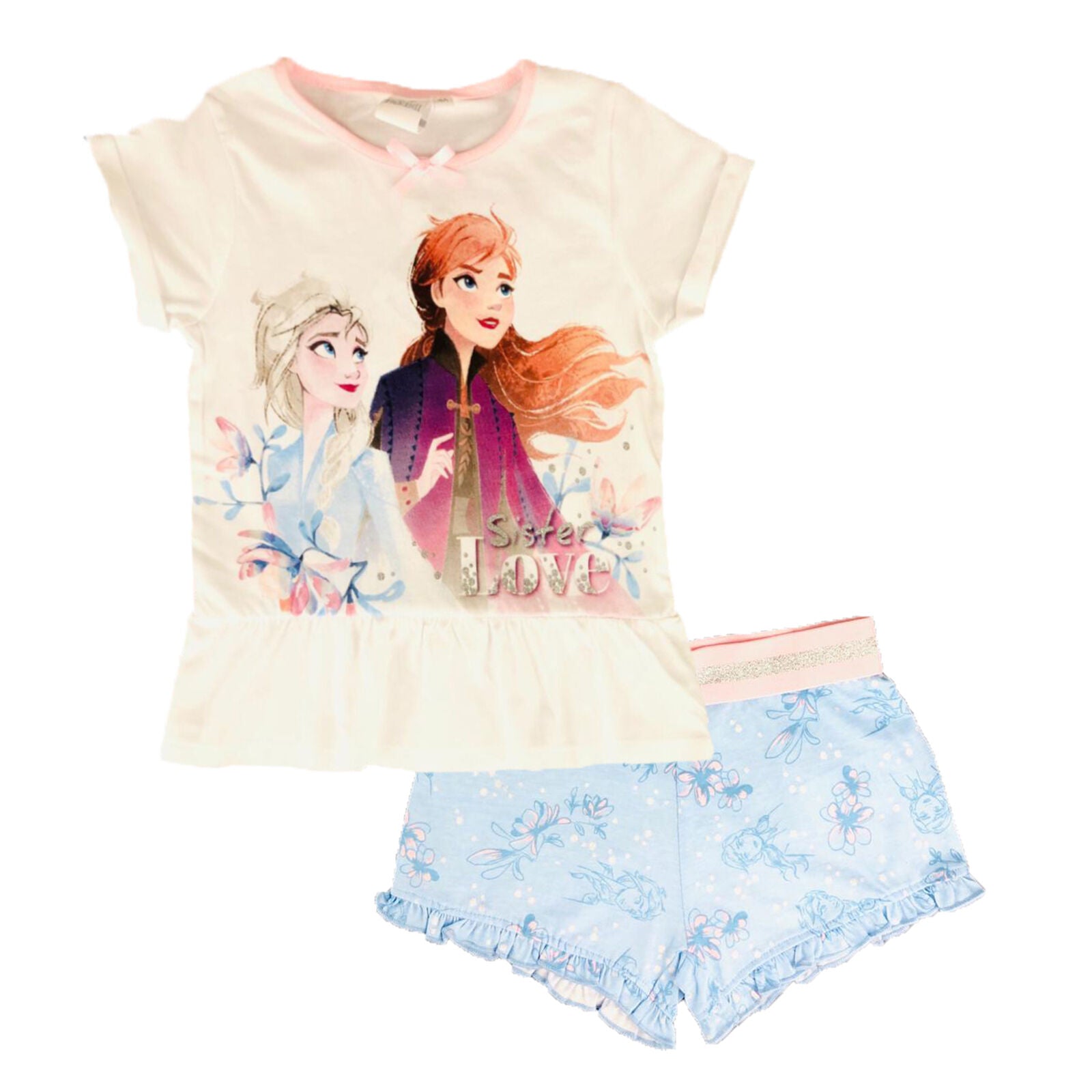Pigiama bambina Disney Frozen II t-shirt e pantaloncino in cotone stampato 2819