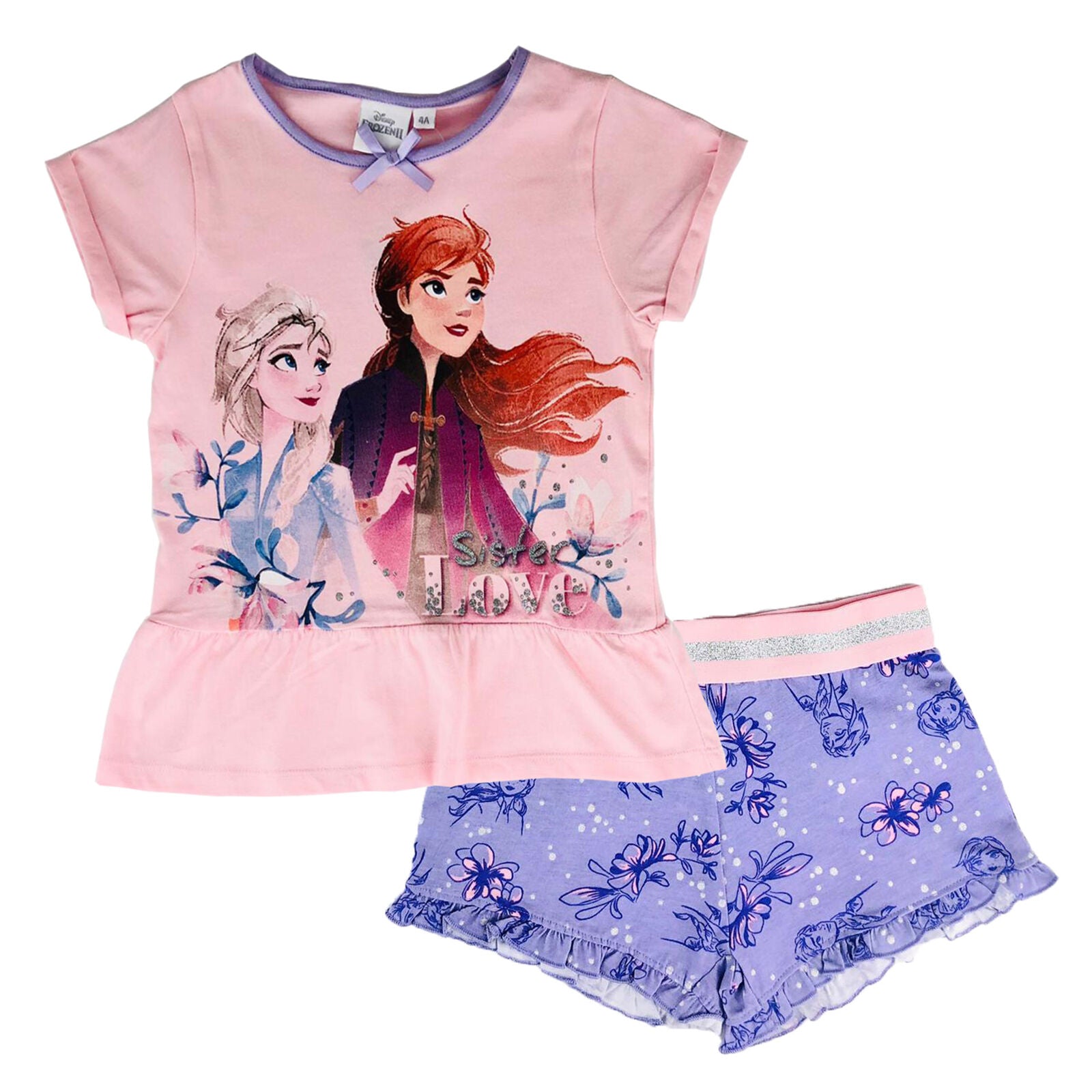 Pigiama bambina Disney Frozen II t-shirt e pantaloncino in cotone stampato 2819