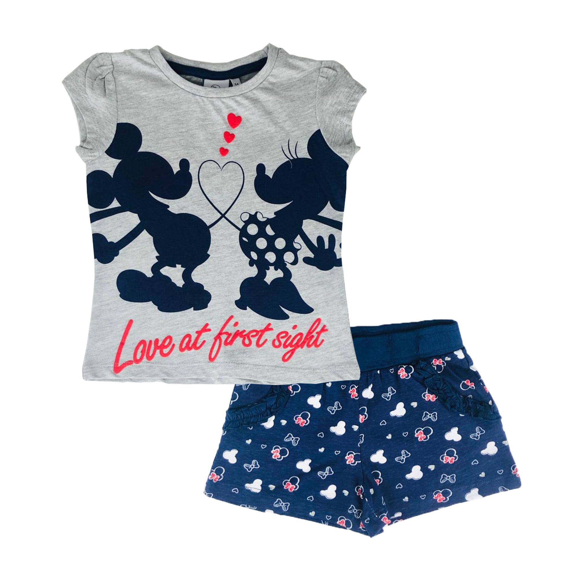 Pigiama bambina Disney Minnie t-shirt e pantaloncino in cotone stampato 2820