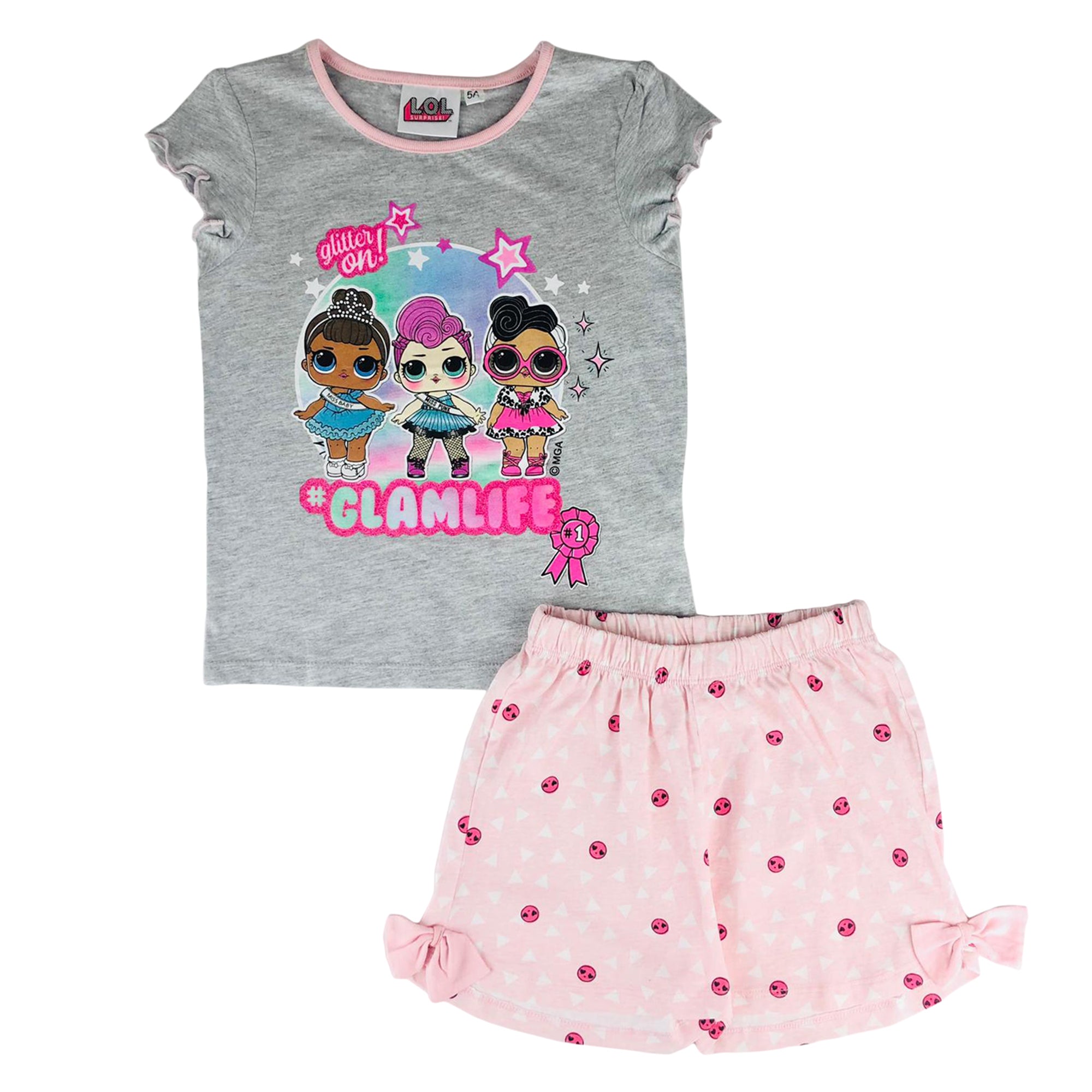 Pigiama bambina LOL Surprise t-shirt e pantaloncino in cotone stampato 2821