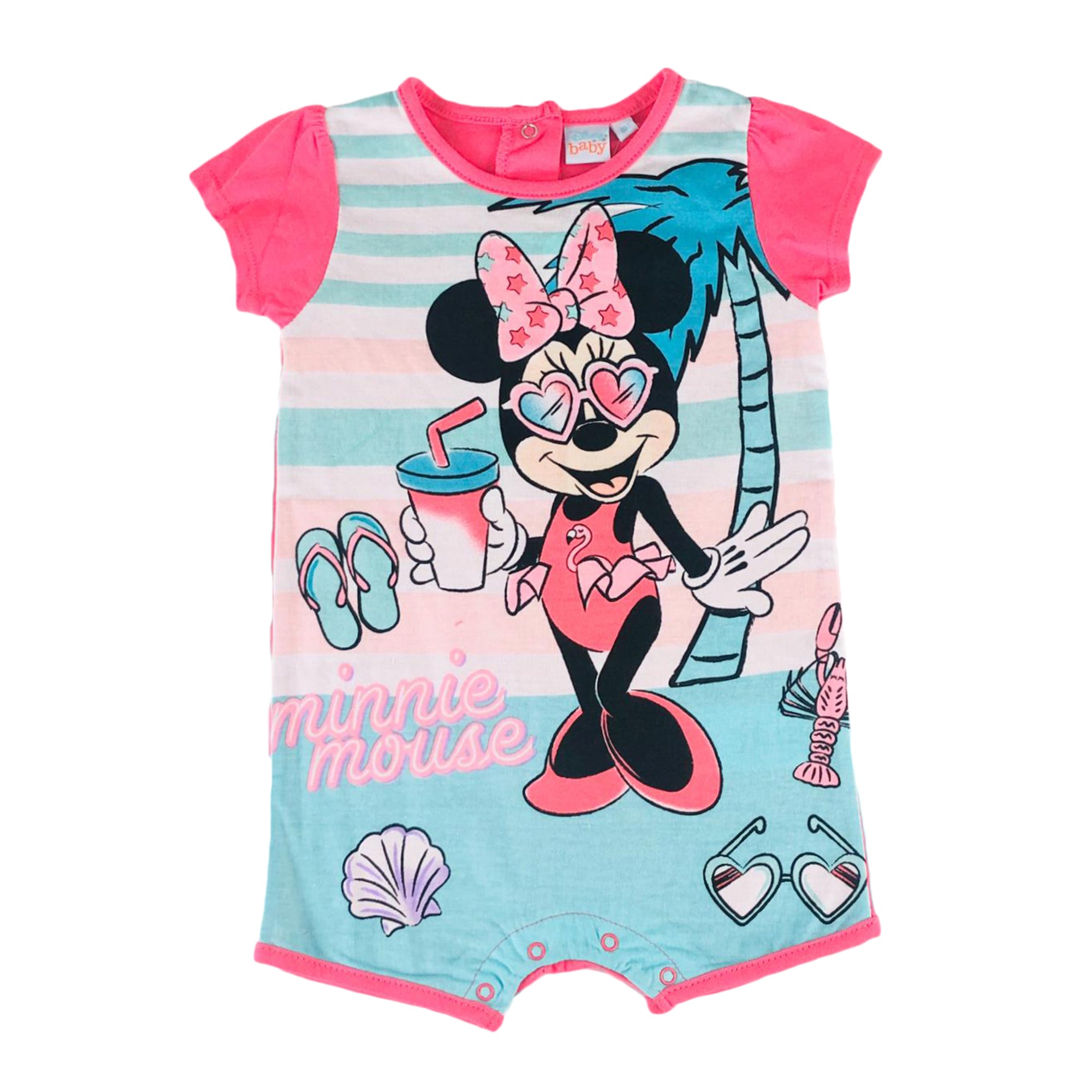 Pagliaccetto tutina bimba Disney Minnie body neonata in cotone con stampa 2831