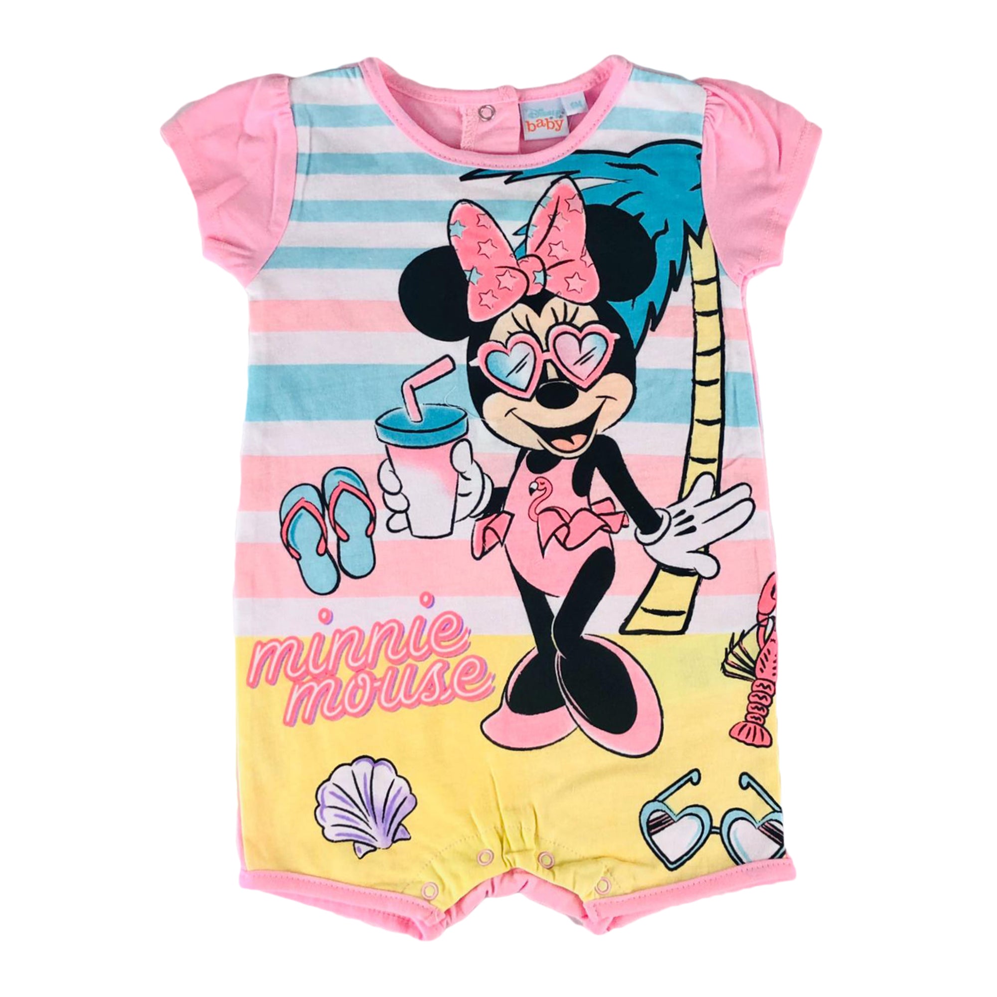 Pagliaccetto tutina bimba Disney Minnie body neonata in cotone con stampa 2831